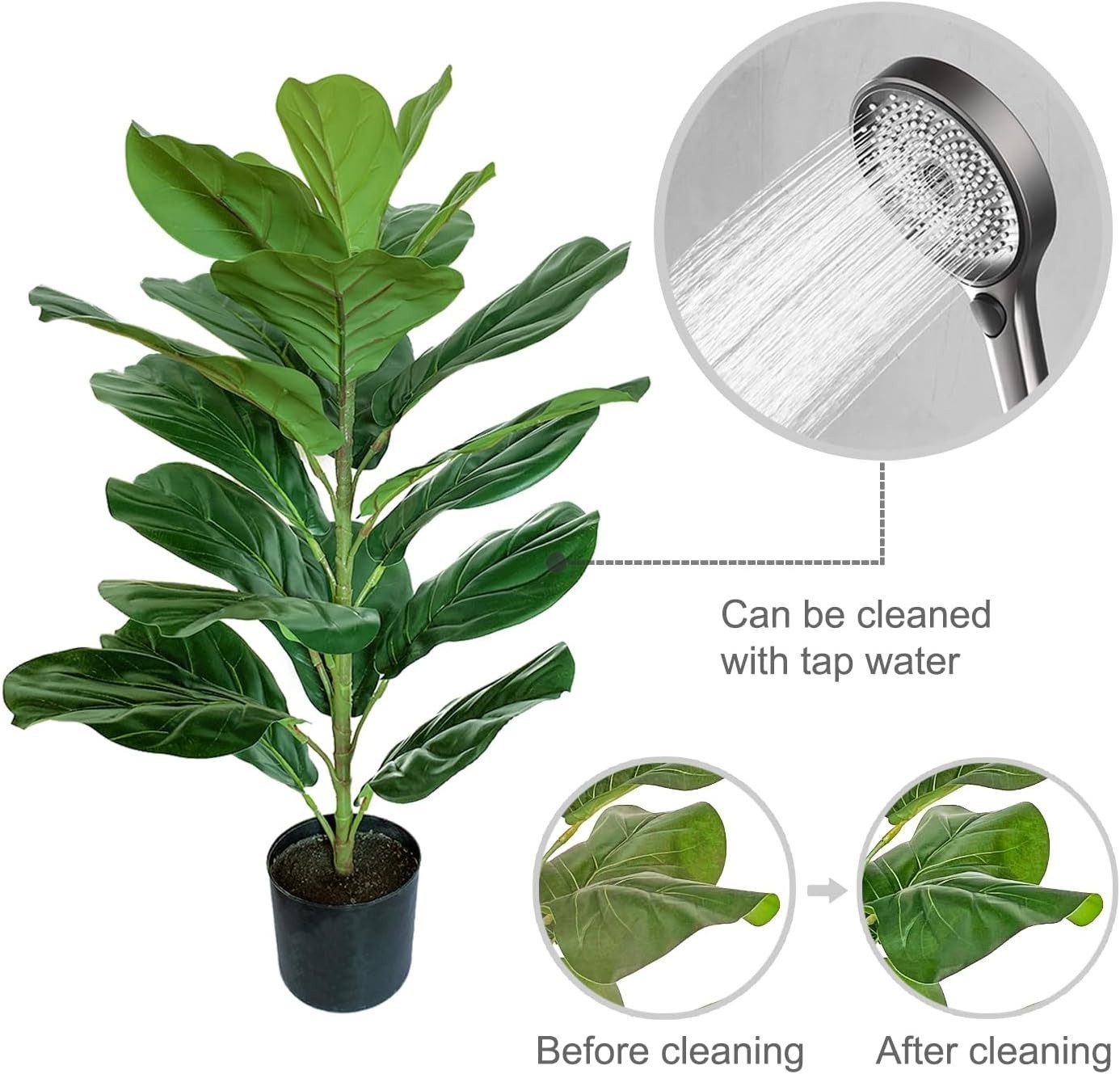Chic 30-Inch Artificial Ficus Lyrata with Realistic Silk Leaves for Indoor Decor