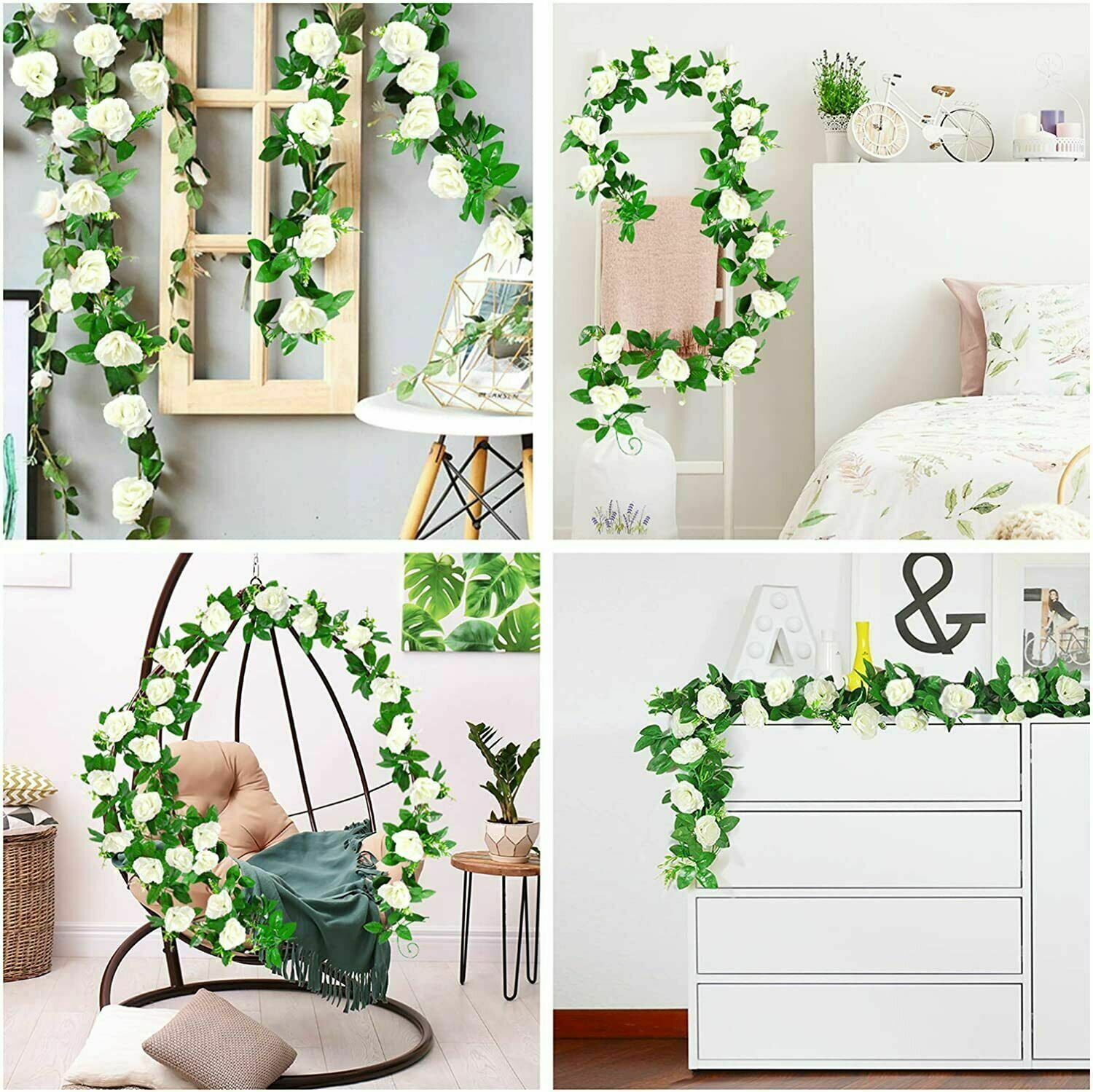 7.5 Ft Artificial Fake Rose Vine Garland Hanging Plants Home Wedding Decor USA