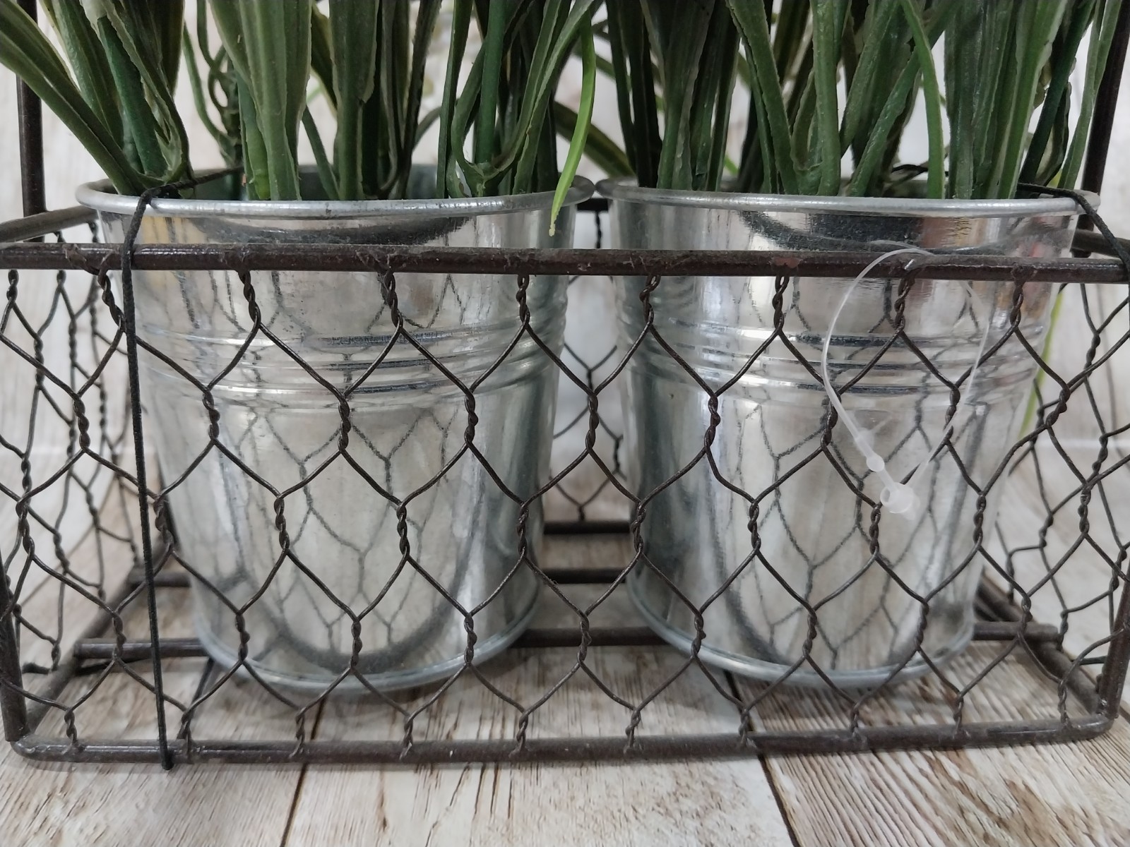 New! Faux Artificial Plant Wire Basket Pots Fake Greenery Home Decor Plants