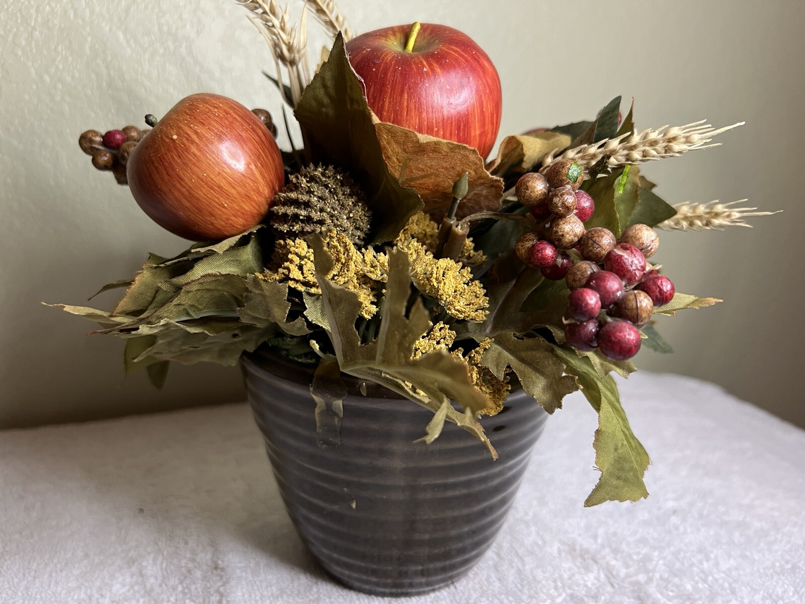Apple Floral Decor Arrangement with Vase Artificial Faux Home Decor