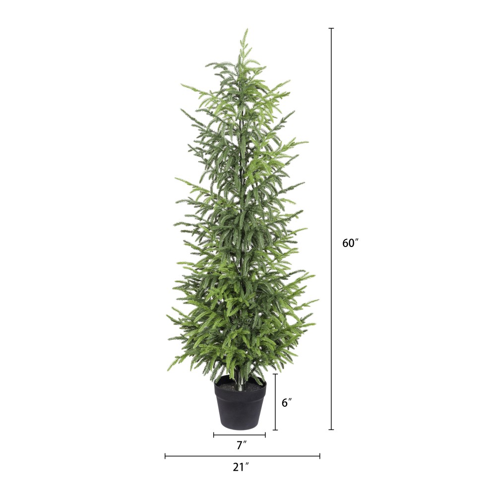 5 Foot Artificial Real Touch Pine Tree Black Plastic Pot 2 Piece Set Indoor