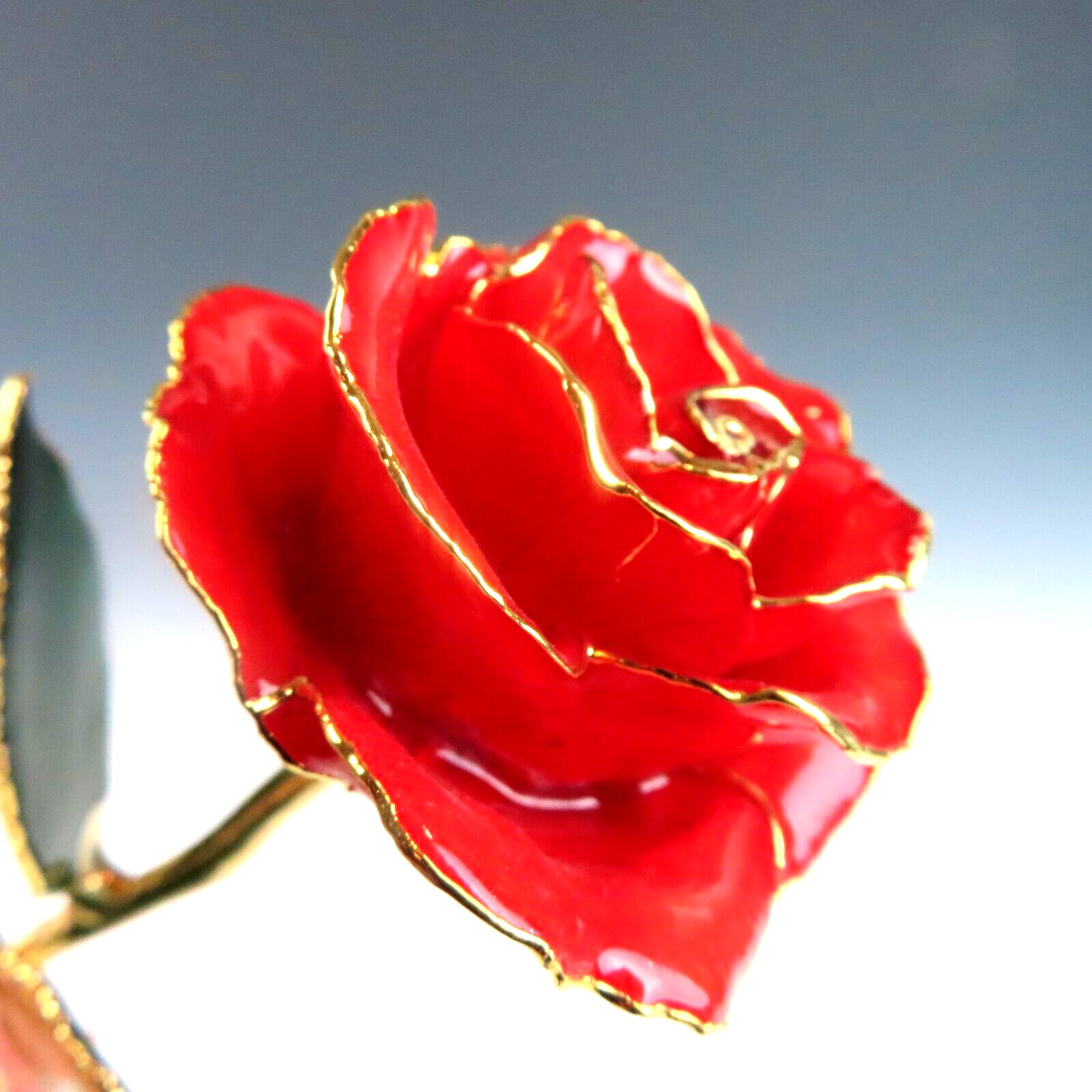 Real Red Rose Preserved & Dipped in 24K Gold – 11″ Long Stem Gift Keepsake