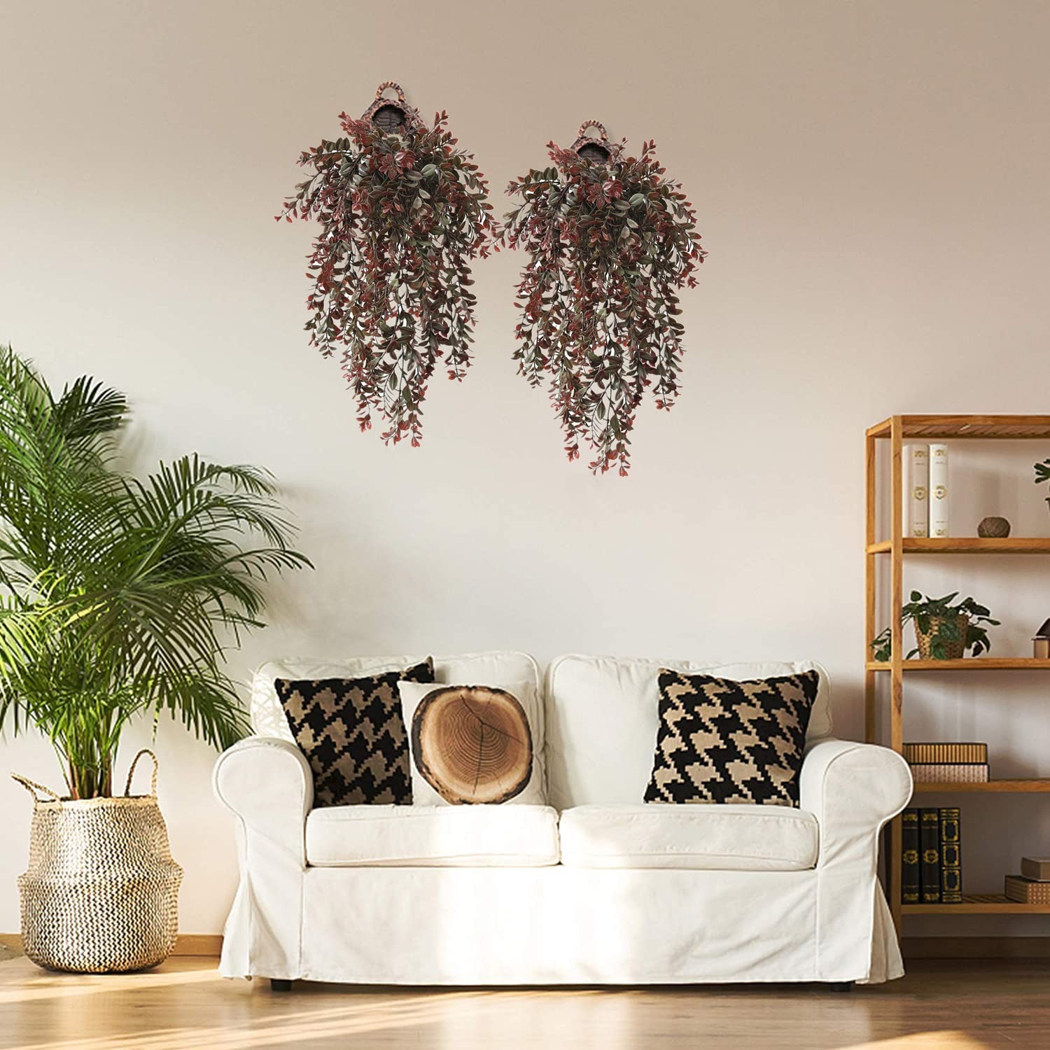 Artificial Hanging Ivy, Fake Reddish Brown Leaves Vines Plastic Plants Greene…