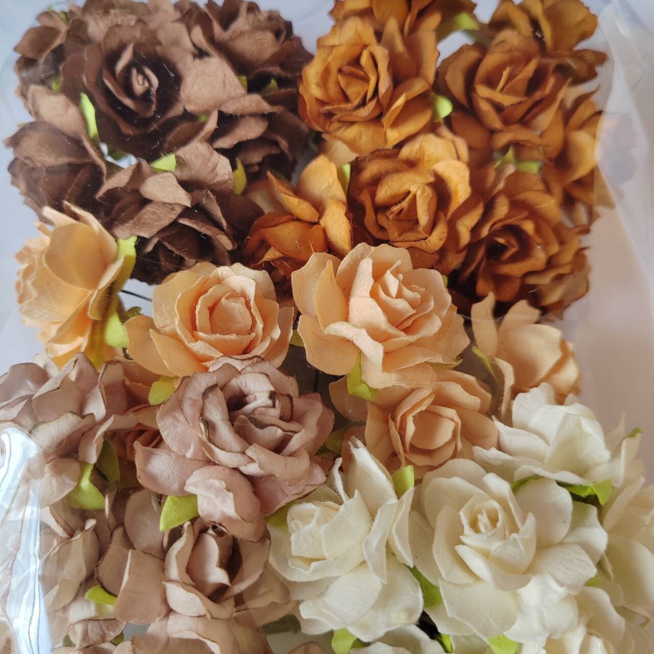 50 Mix Brown Tone Artificial Flowers Rose Flower Paper Flower size 30-35 mm