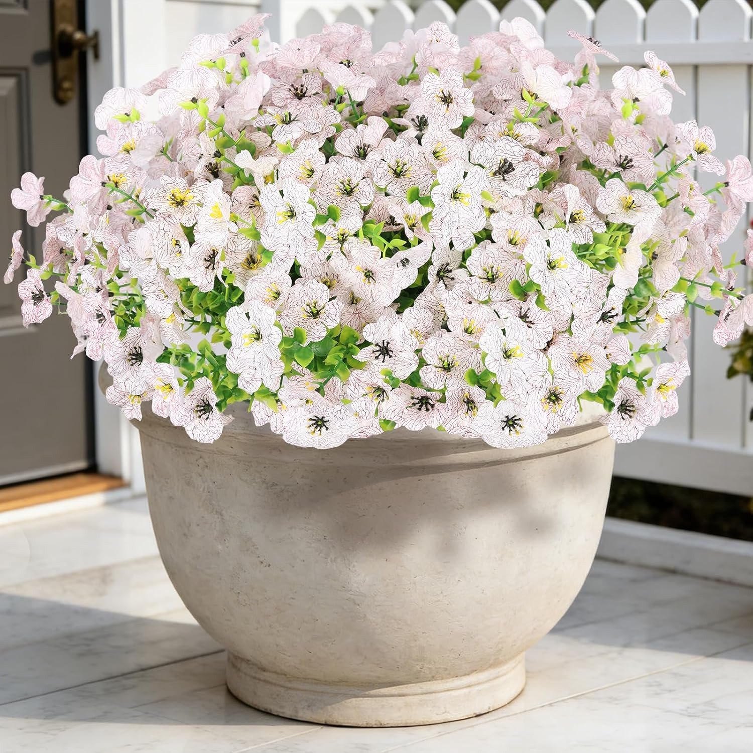 ICEROYCE Artificial Flowers for Outdoors, 16 Bundles UV Resistant Fake Outdoor F