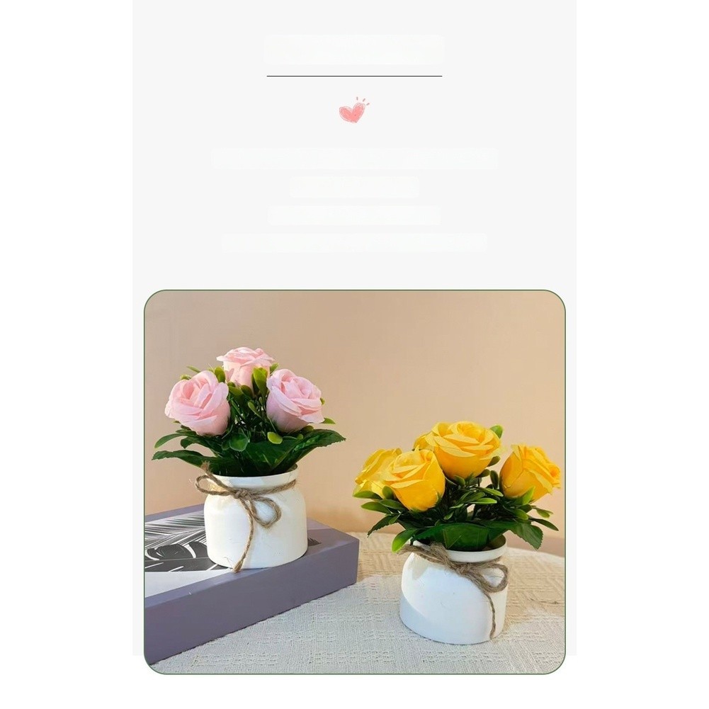 Artificial Flower Arrangement in Pot with Bow for Event For Home Styling