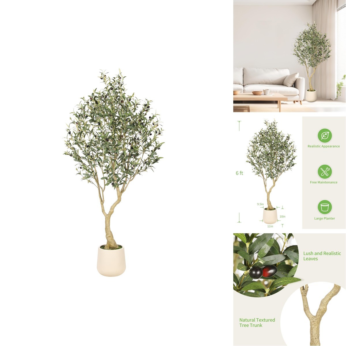 Realead 6ft Artificial Olive Tree Tall Exquisite Planter REJTGLSXP-6FT-NEW