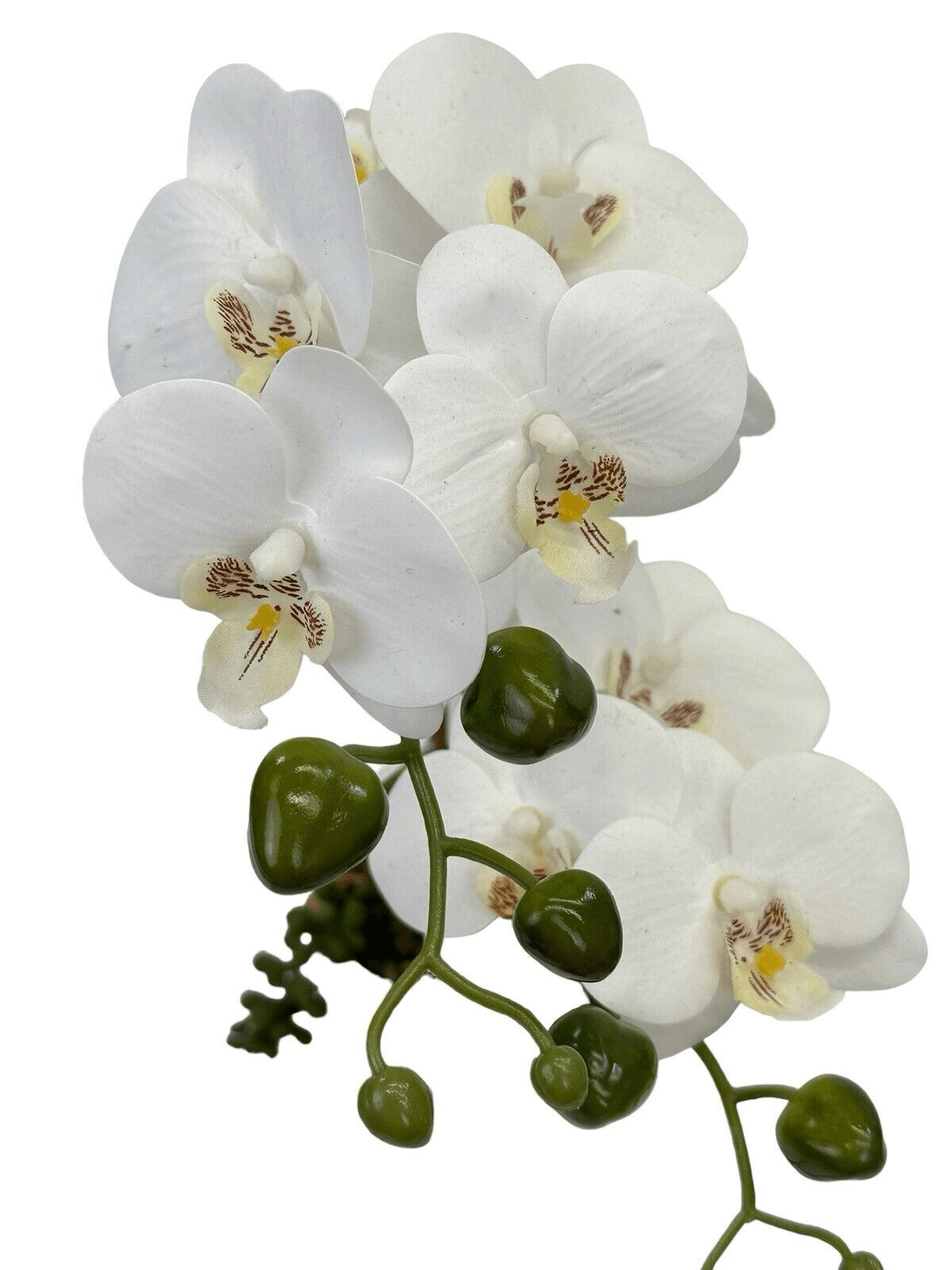 New Faux White 15 Inch Orchid In Ceramic Pot With Artificial Greenery