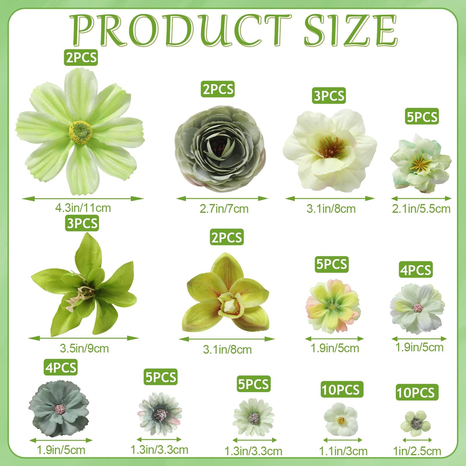 Fake Flower Heads Bulk – Green Silk Daisy & Rose Artificial Flower for Crafts…
