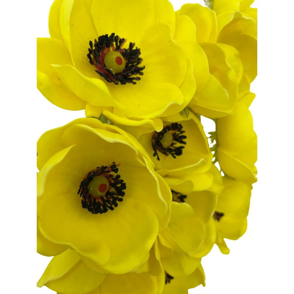5Pcs Artifical Real Touch PU Anemone Flower Bouquet Room Home Decor (Yellow)