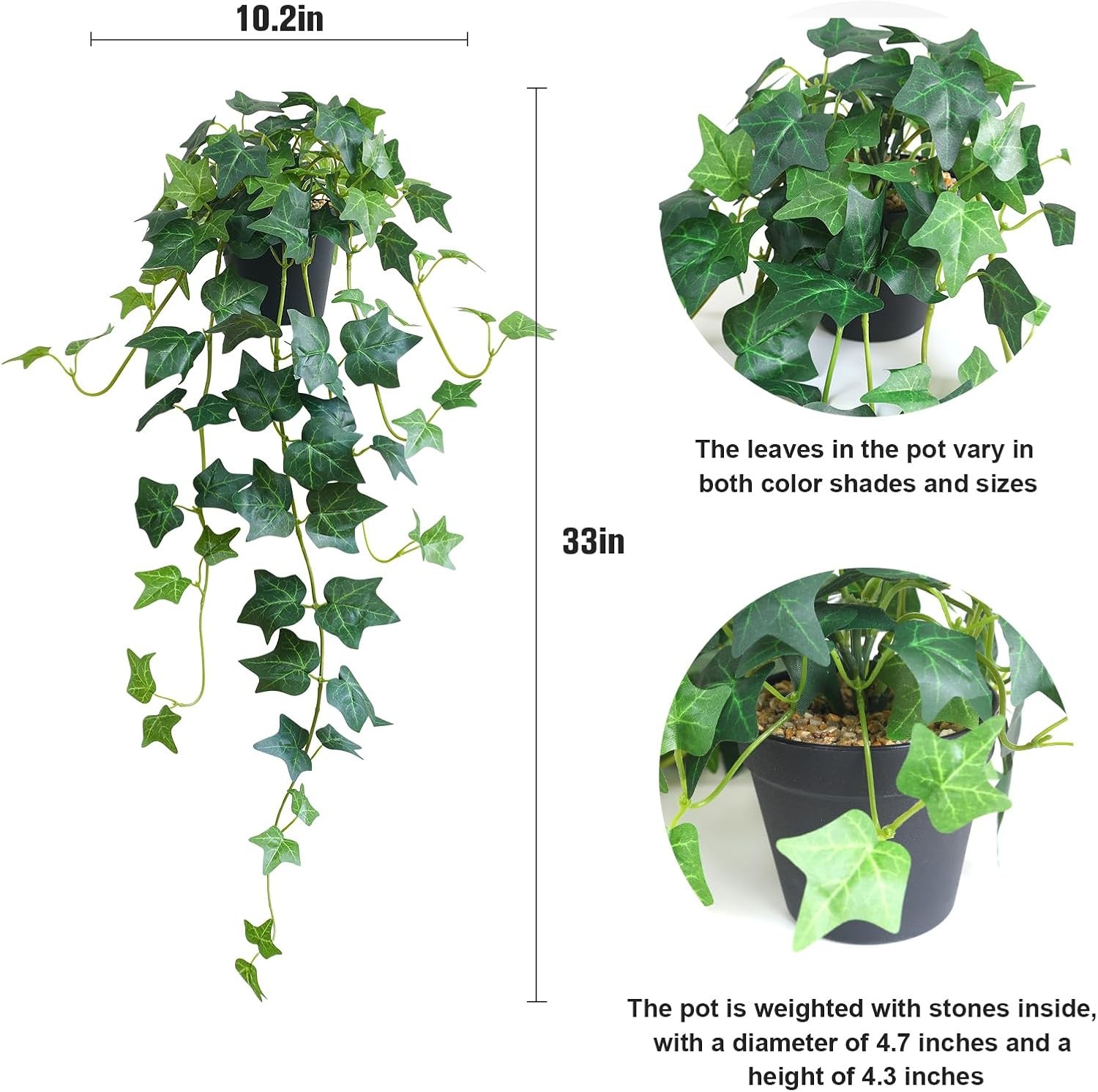 Fake English Ivy Plants in Pots Set of 2 – Realistic Artificial Ivy Greenery for