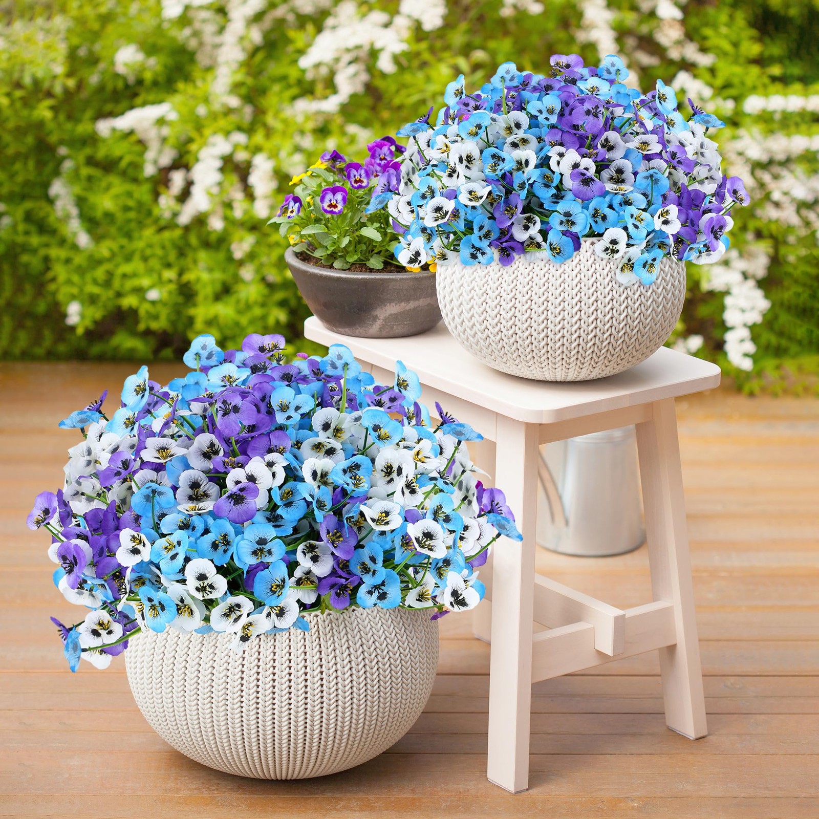 12 Bundles Lifelike Artificial Pansy Flowers, UV Resistant No Fade Silk Fake …