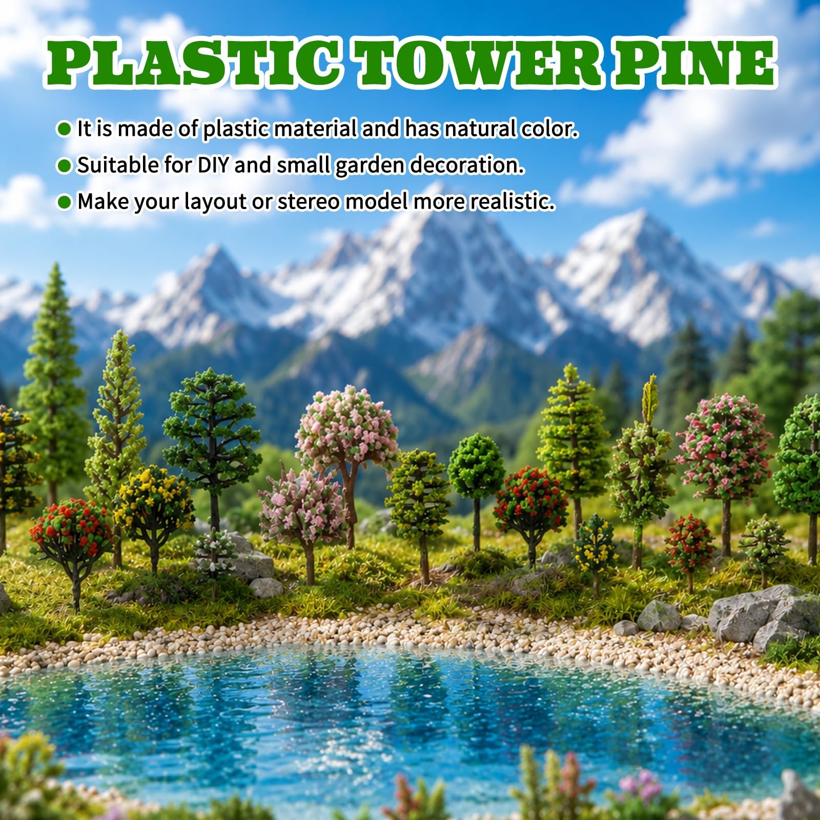 29Pcs Model Trees Mixed Miniature Plants 1.4-2.7Inch Diorama Supplies
