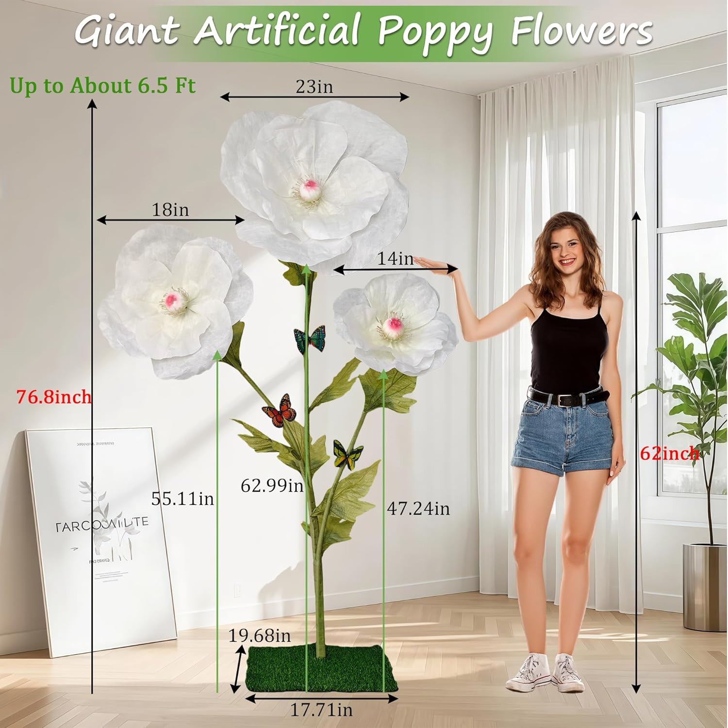 Large White Poppy Flowers – Stunning Paper Decor for Weddings & Events