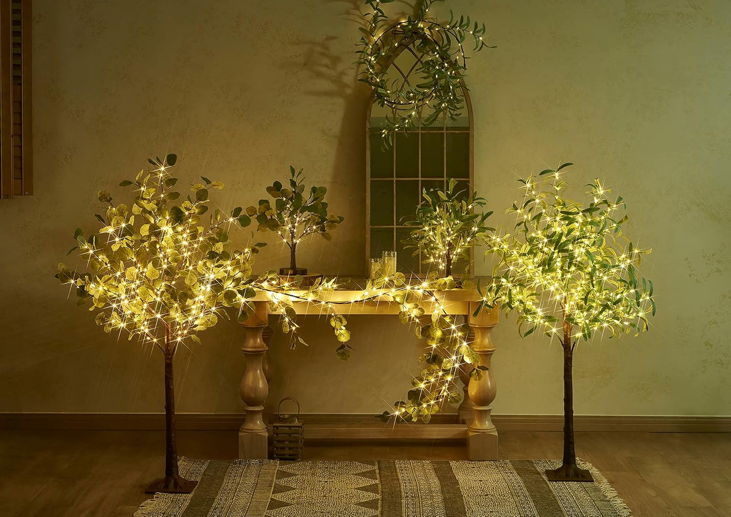 4FT Lighted Olive Tree with 160 Warm White LEDs for Holiday Decor