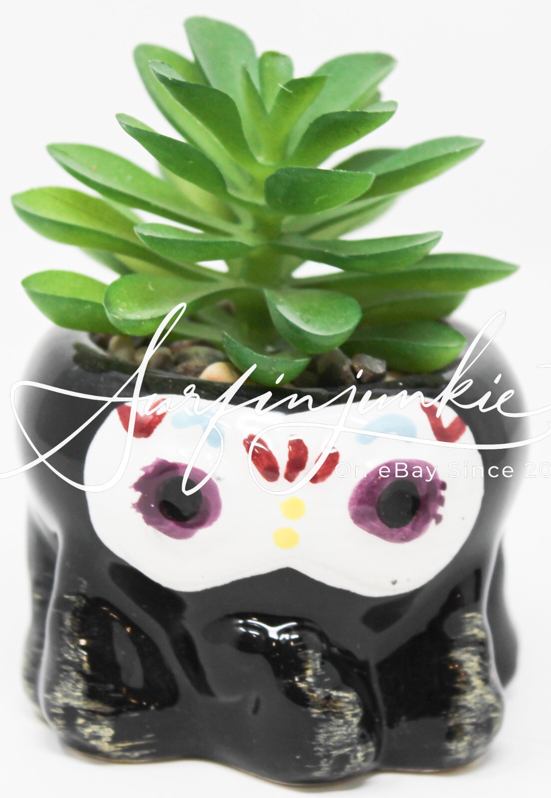 Day of the Dead Mini Succulent Faux Cactus Plant Statue La Muerte Dia De Los