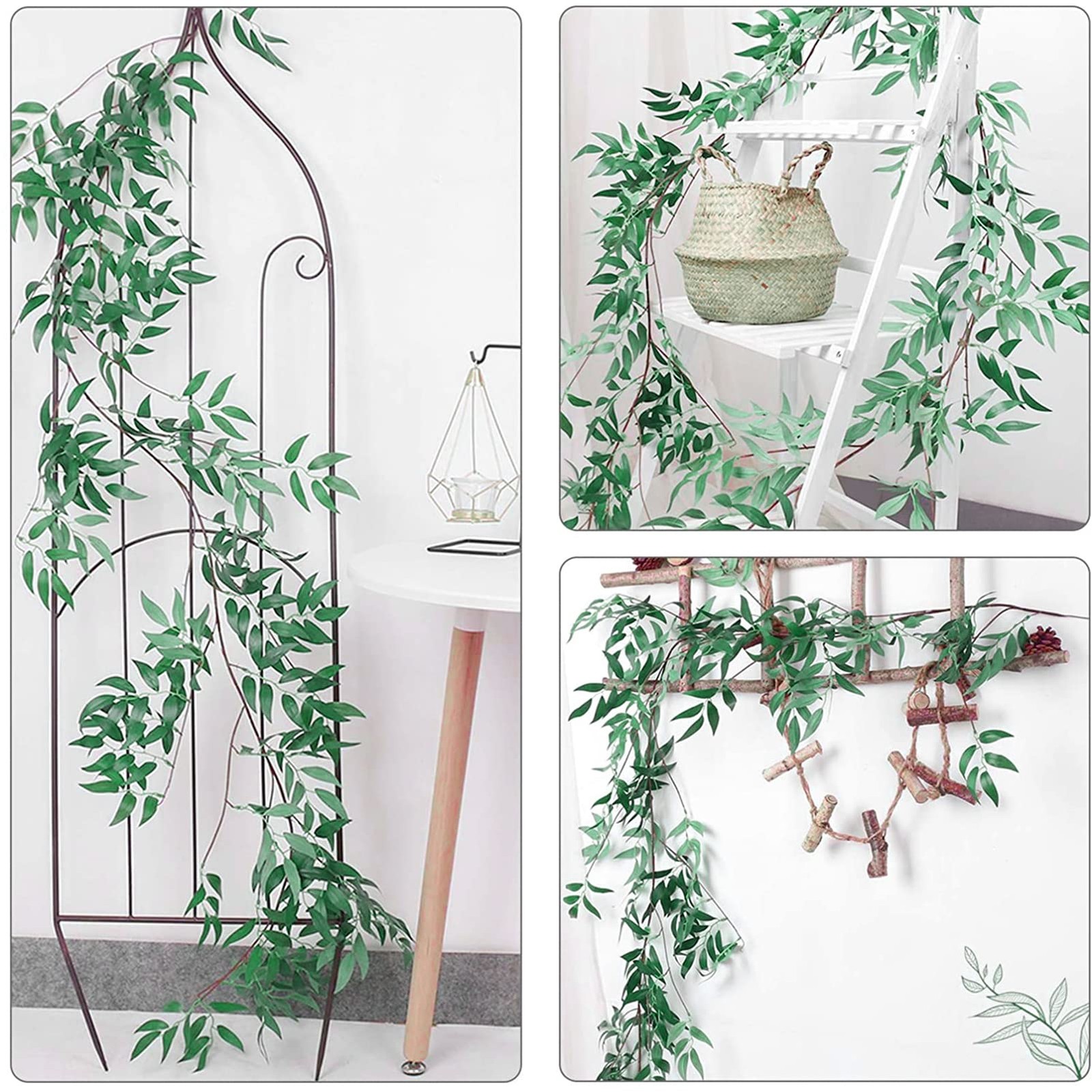 Fake Vines Greenery Garland – 5 Packs Total 28ft Green Willow Leaf Vine Garla…