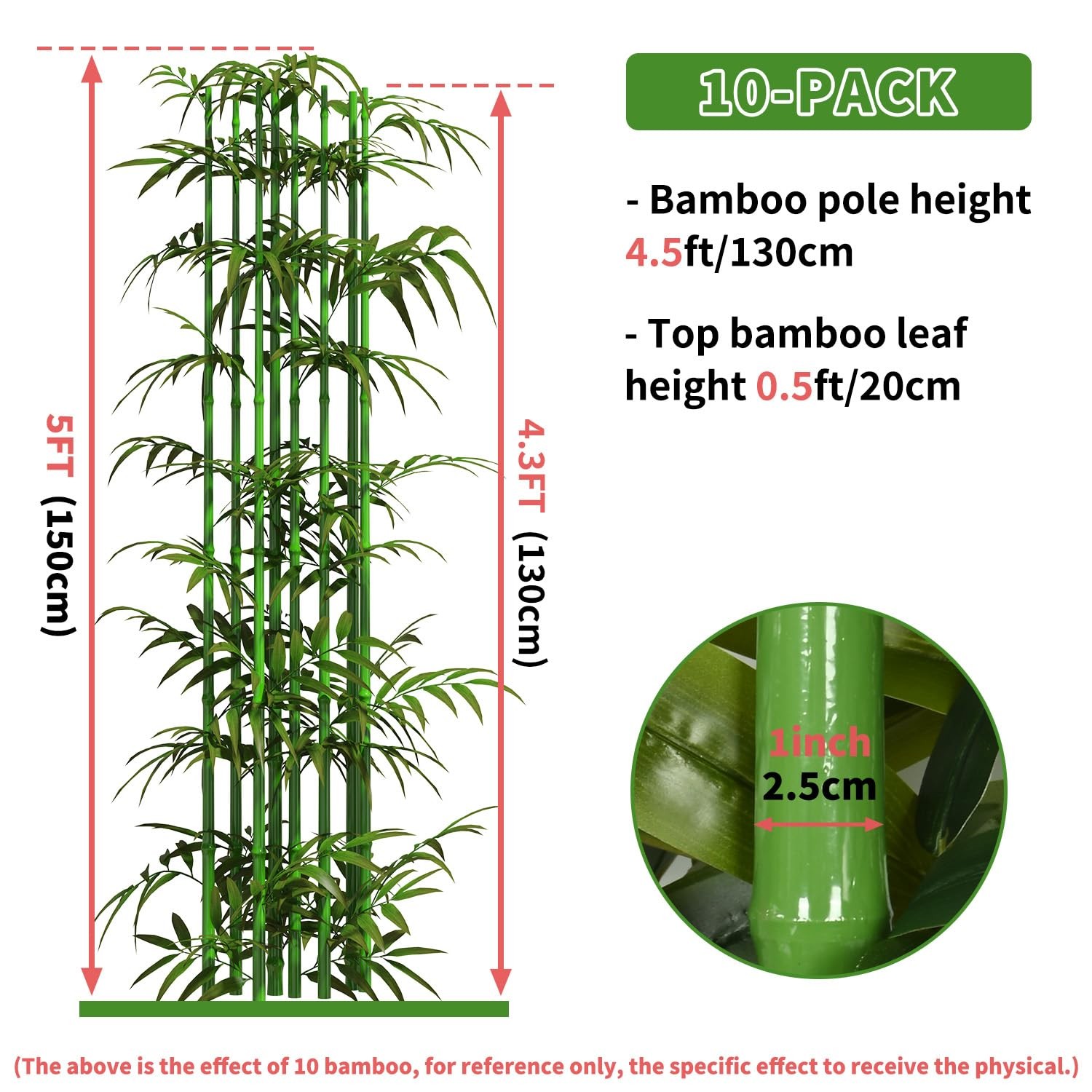 Artificial Bamboo Tree 5ft Fake Bamboo Privacy Screen Plants 10Pack