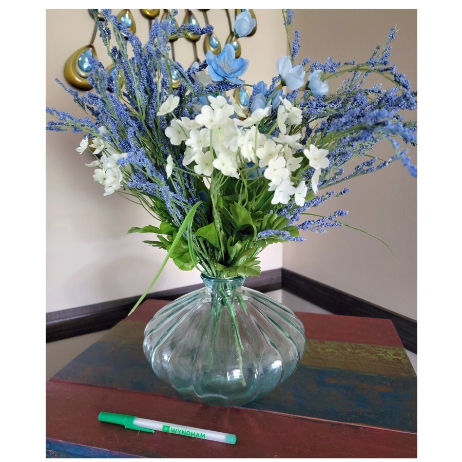 Silk Artificial Flower Arrangement in a Heavy Mate Glass Vase