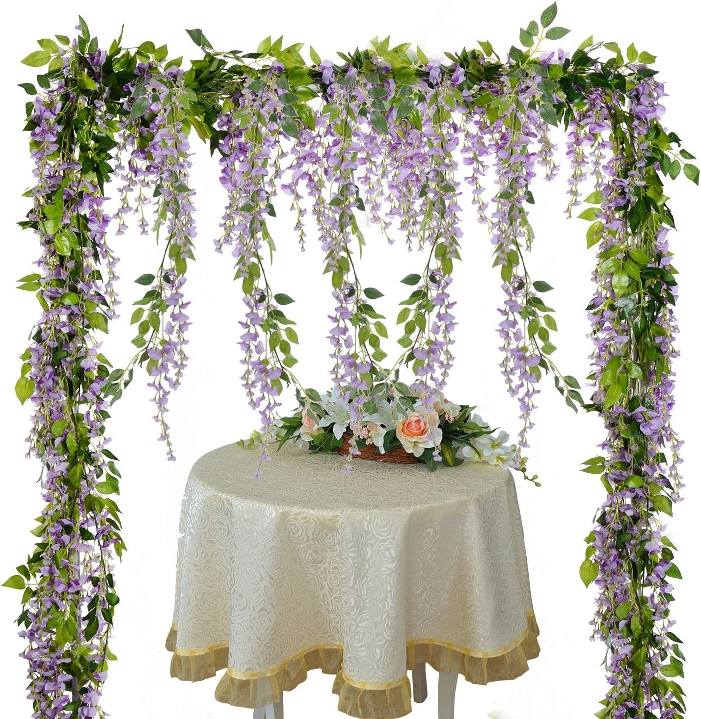 Artificial Wisteria Garland 28.8ft Silk Flowers for Wedding Garden Home Decor