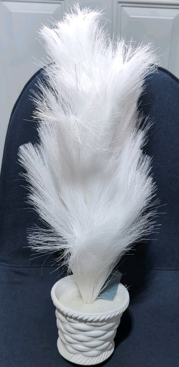 Wayland Square Fake White Pampas Grass Tree in ceramic vase