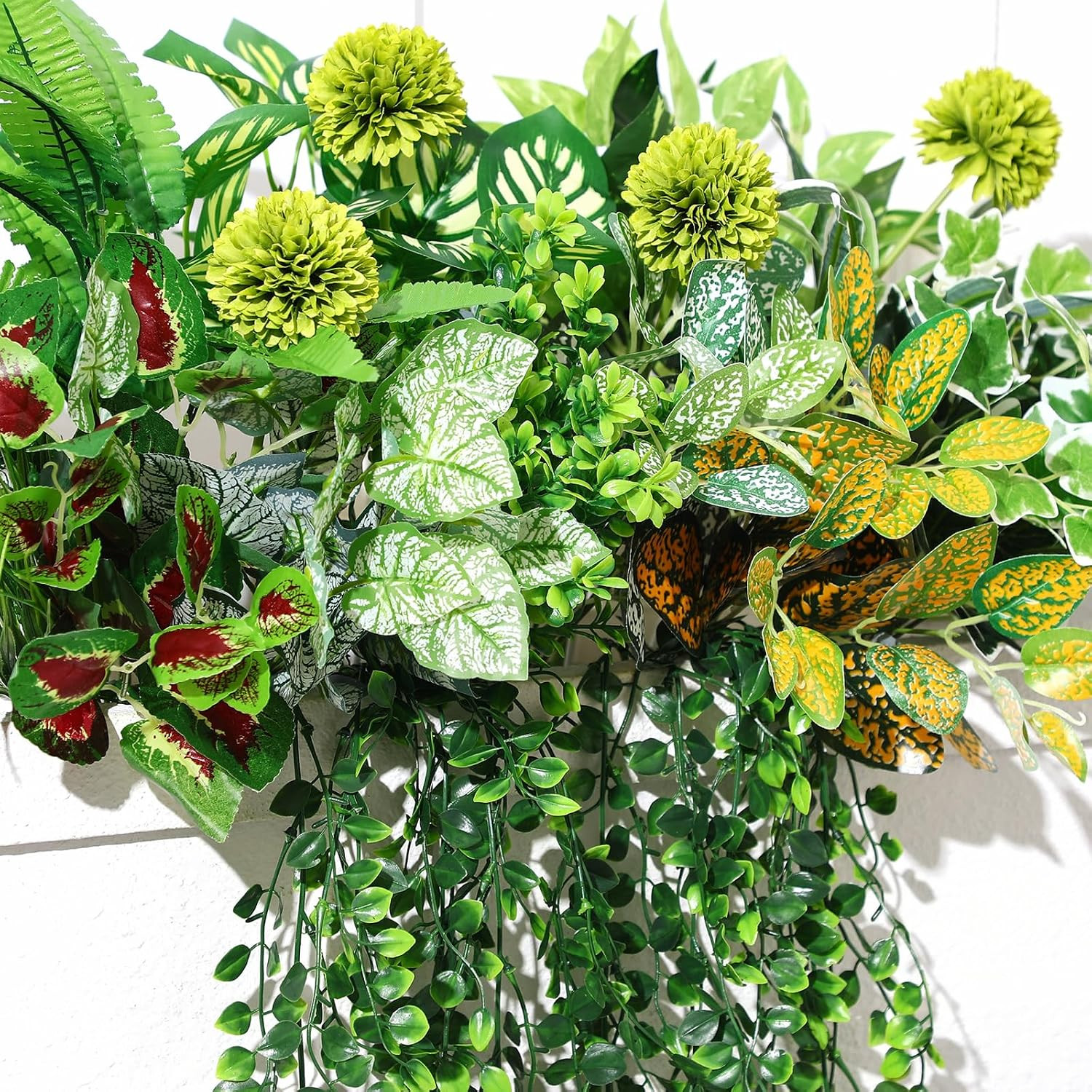 18 Pcs UV Resistant Fake Plants for Outdoor Decor – Greenery Stems & Bushes