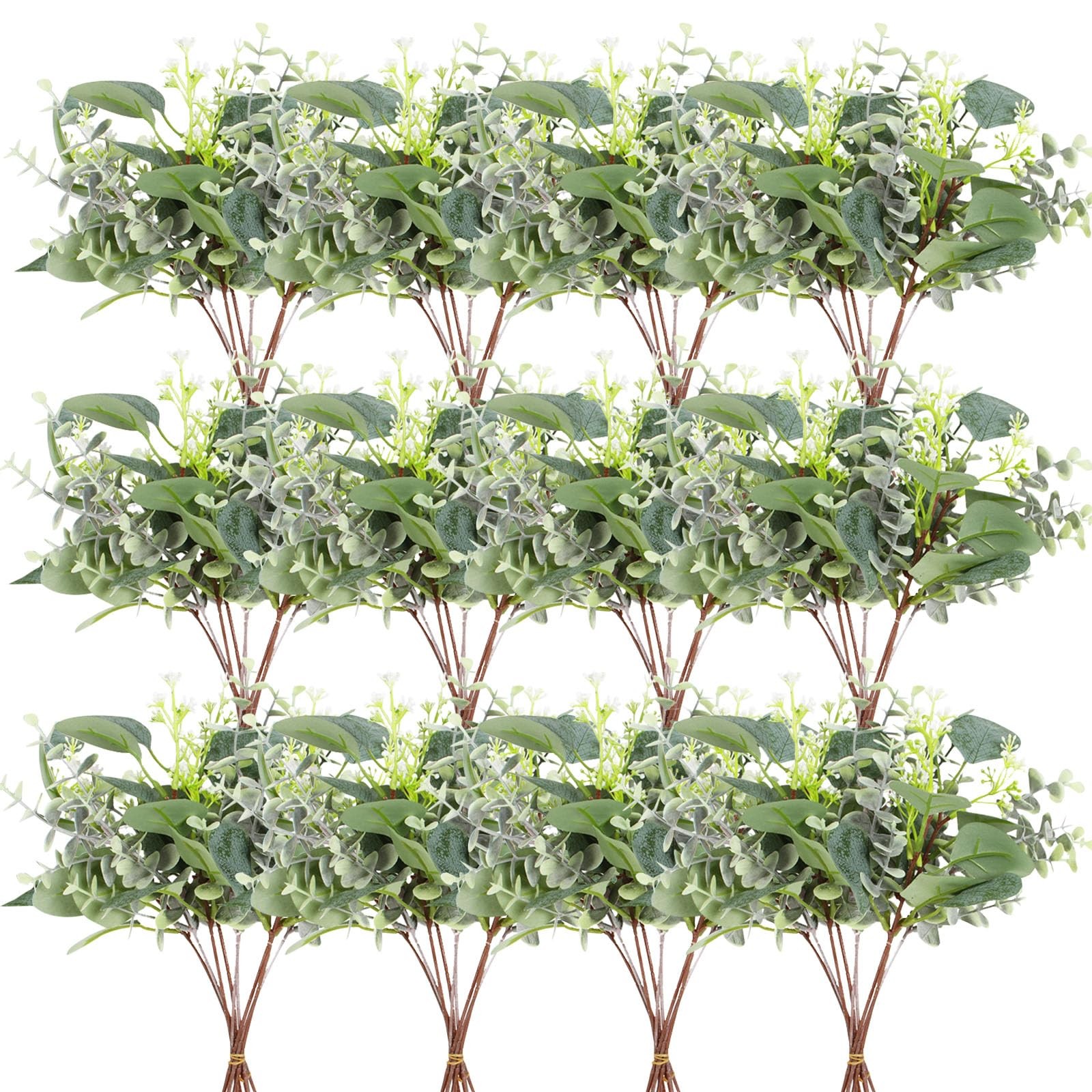 120 PCS Artificial Eucalyptus Stems Bulk Faux Silver Dollar Leaves for Vase B…