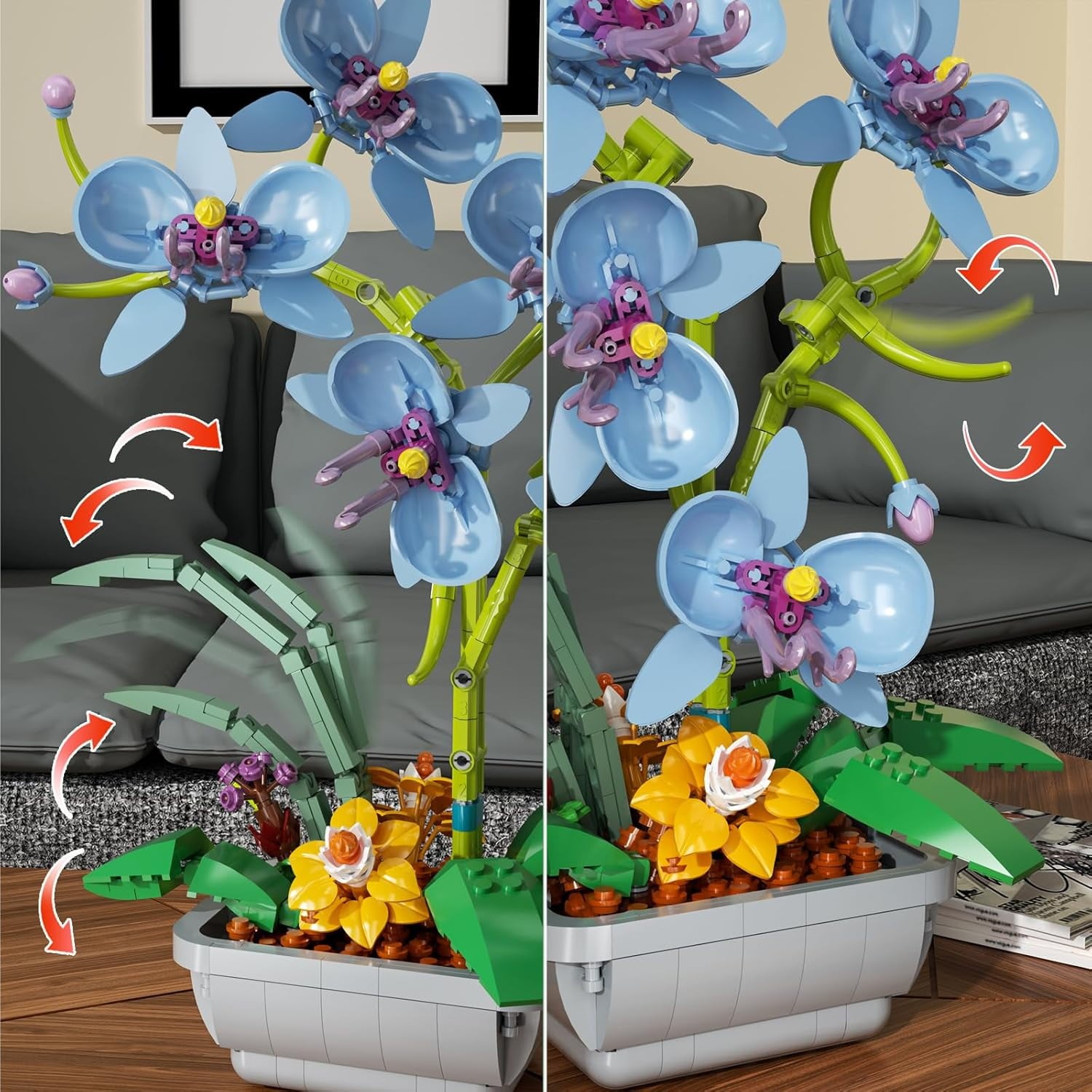 Orchid Flowers Bouquet Building Set for Adults -Botanicals Collection Artificial