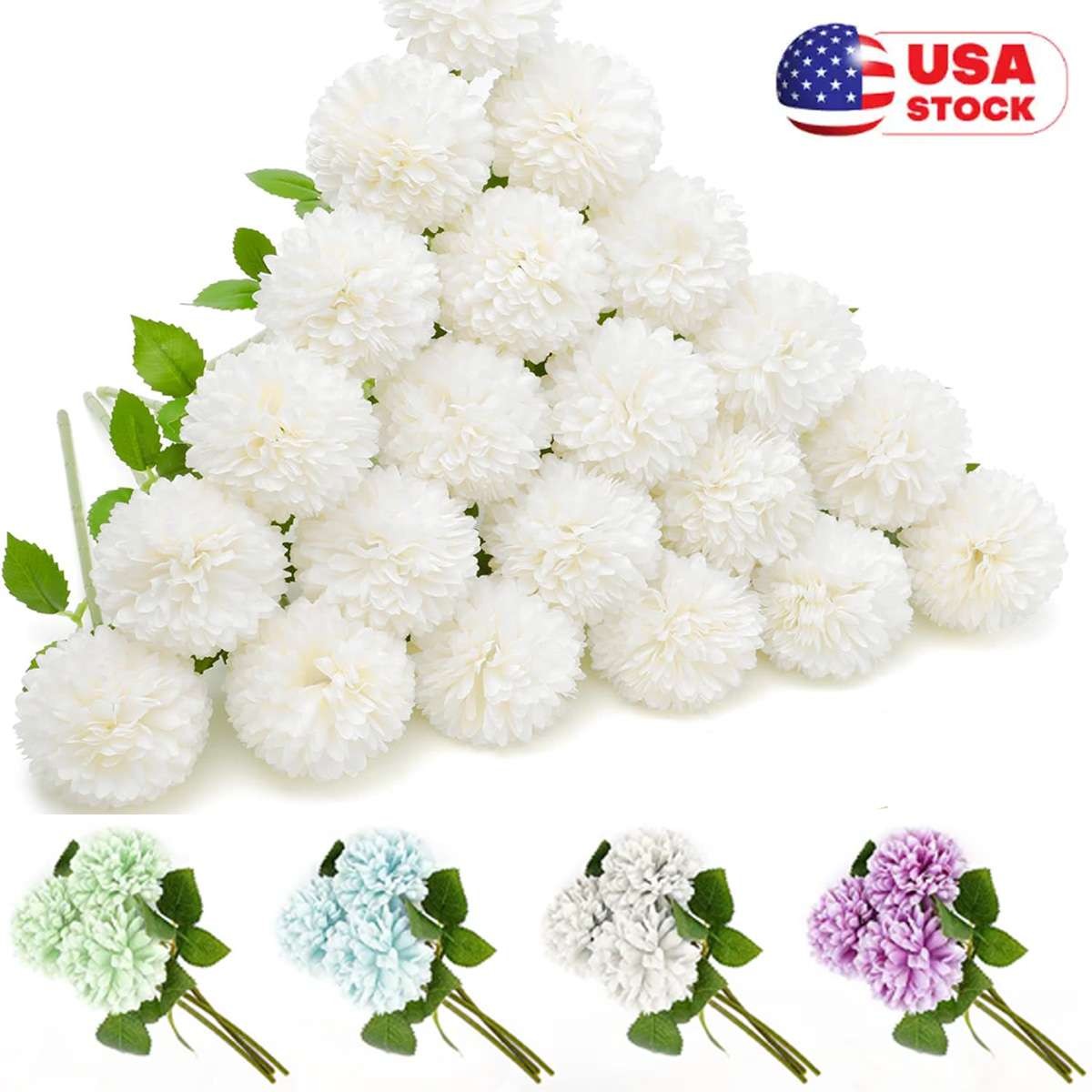 Lot Artificial Flowers Fake Chrysanthemums Ball Flower Home Outdoor Floral Decor