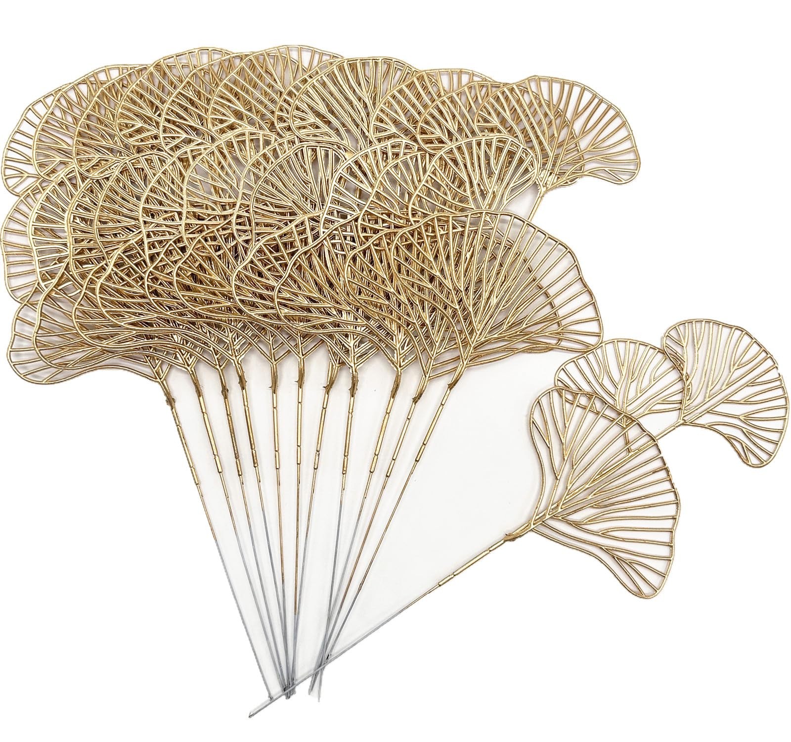 Artificial Golden Ginkgo Leaf Stems for Christmas Decor, Fake Gold Apricot Le…