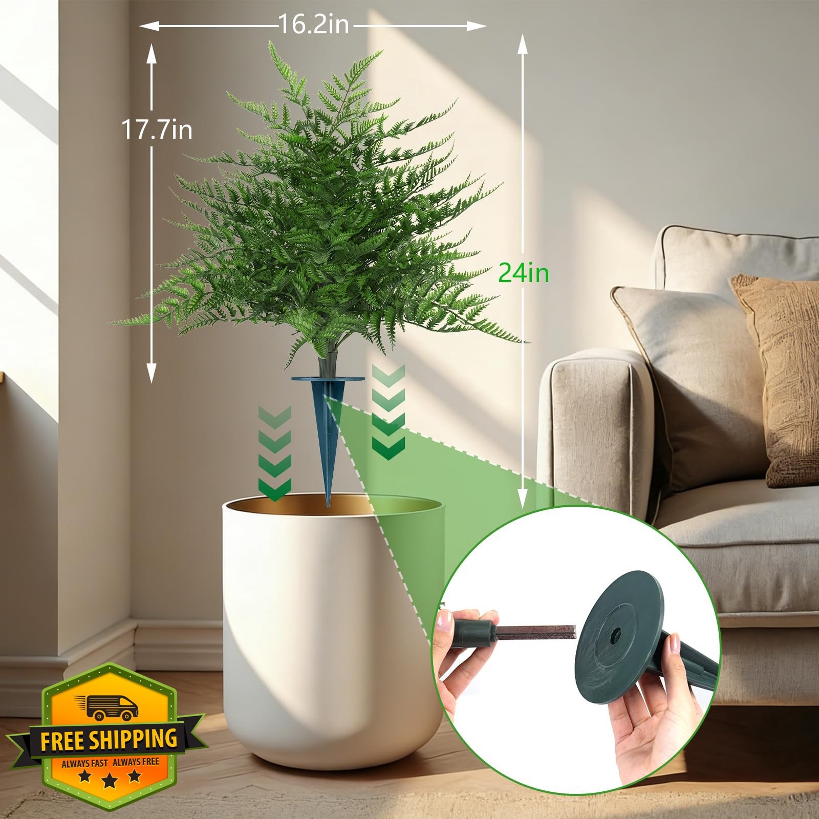 Yangrass Artificial Fern Topiary Ball Trees Green (2pk)
