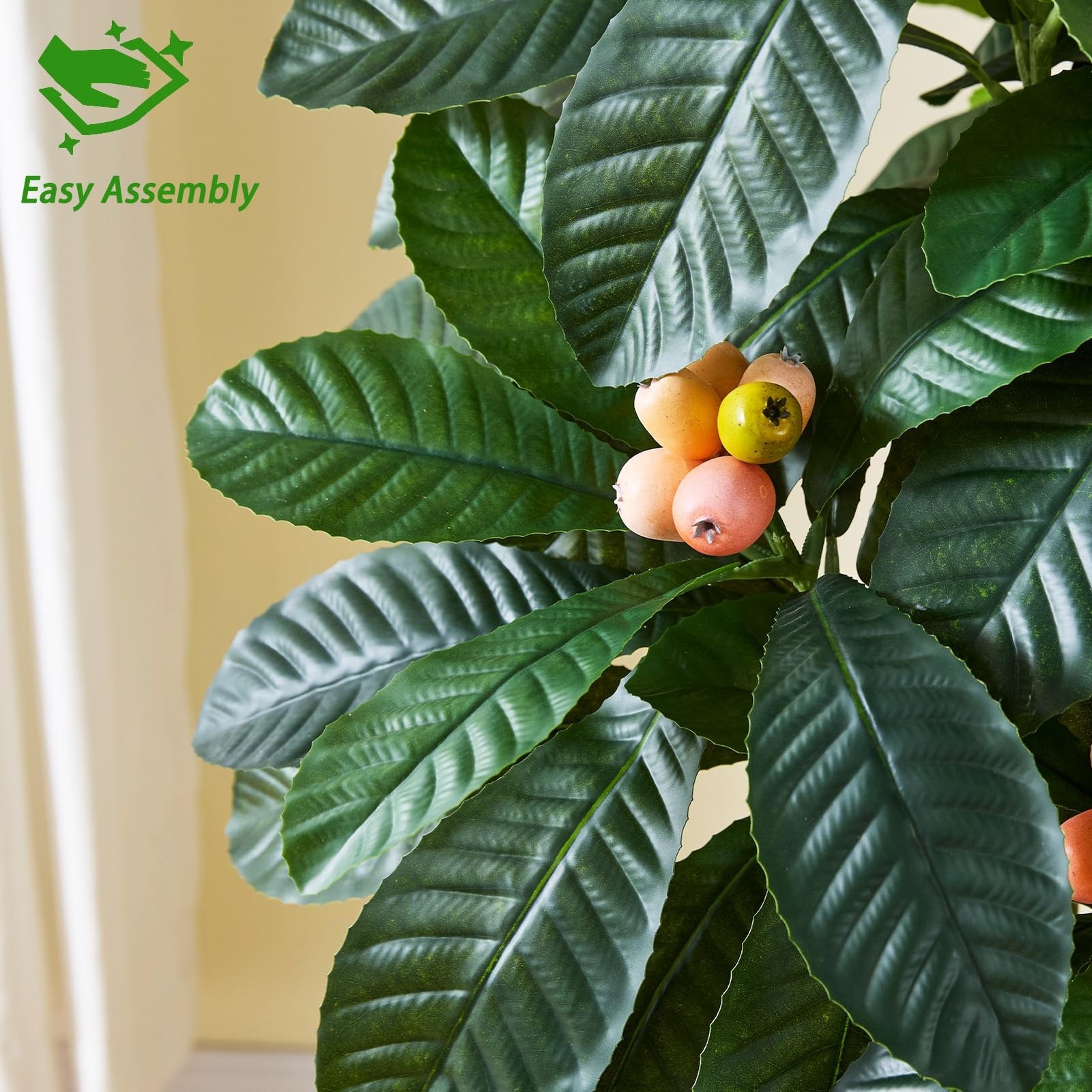 TXABL Artificial Fruit Tree 5FT, Fake Loquat Tree Indoor White Tall Planter