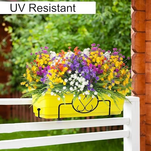 Grunyia 24 Bundles Artificial Flowers for Outdoor Decoration UV Resistant Fake