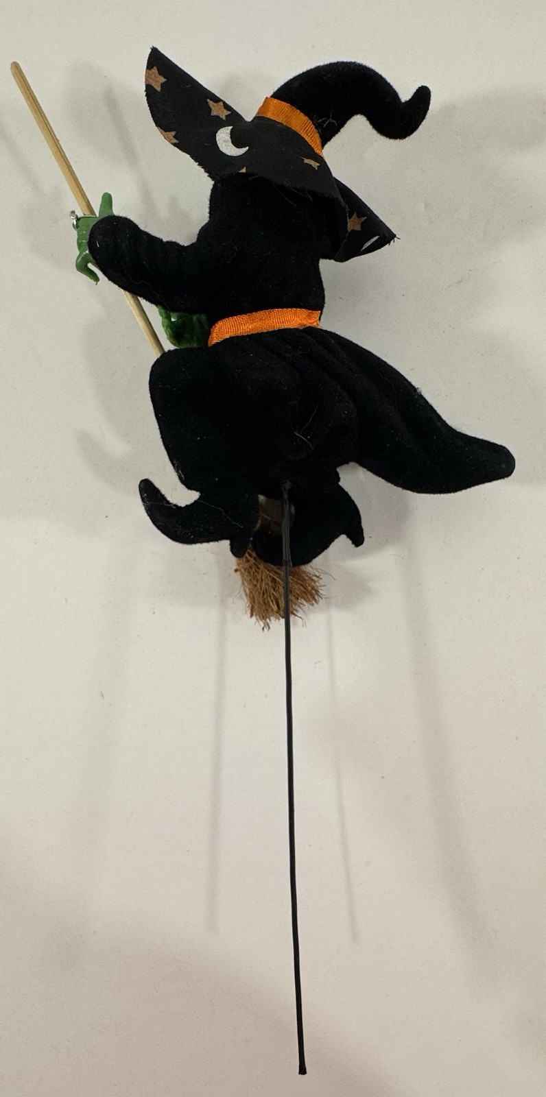 Halloween Floral Picks Pumpkin Face Blow Mold Flocked Jack-O-Lantern & Witch