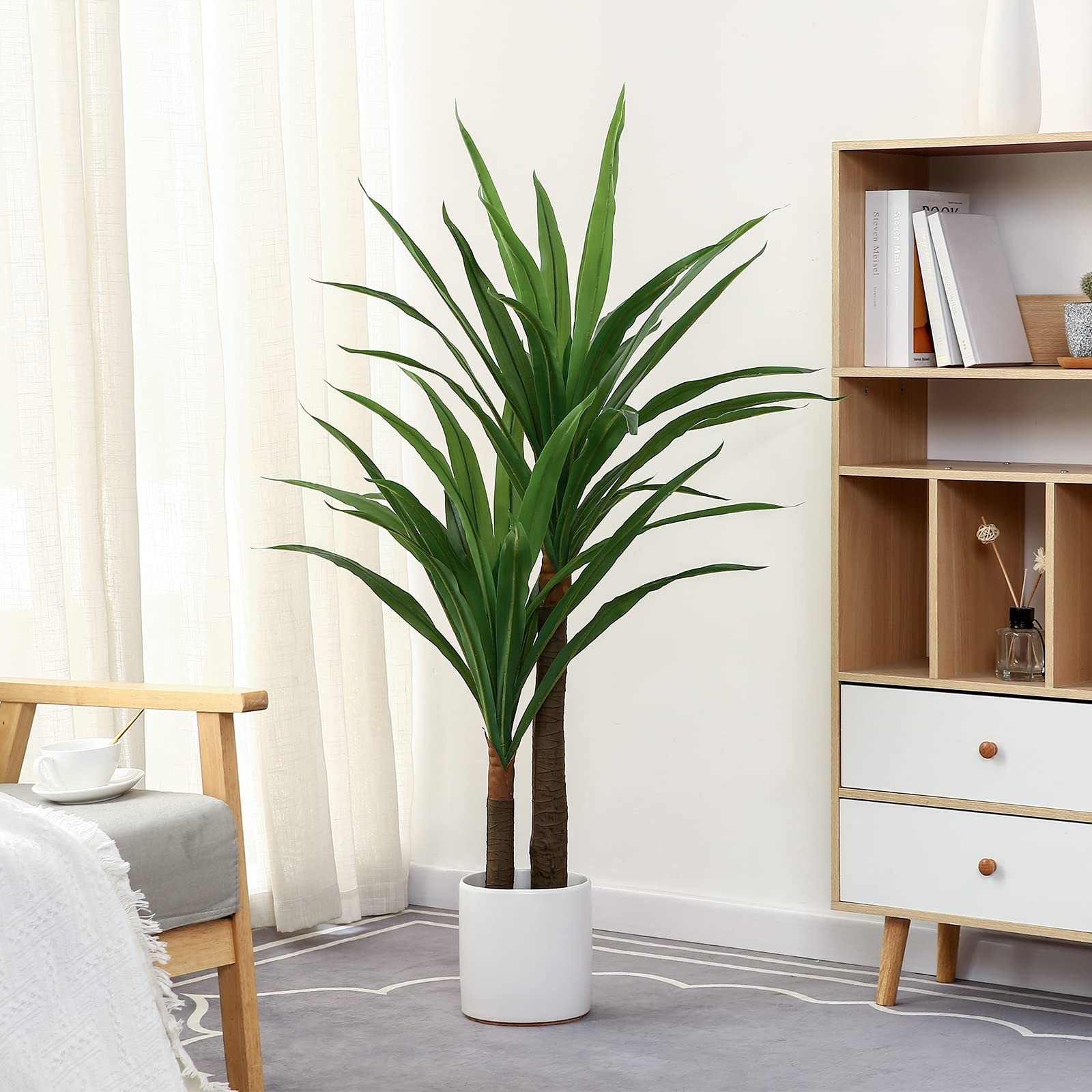 Dracaena Indoor Plant 4ft Tall Faux Plants Indoor Large Fake Plants Potted Yu…