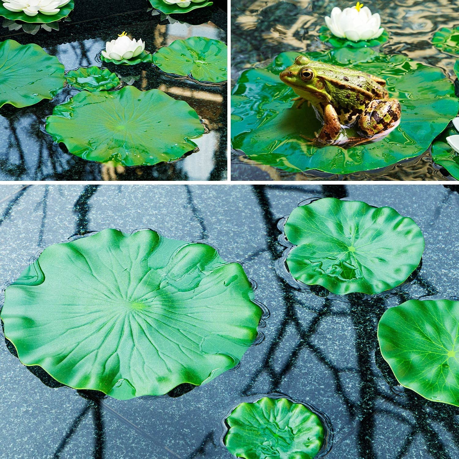 9 PCS Floating Lotus Pads | Realistic Foam Water Lilies for Garden Pond Decor