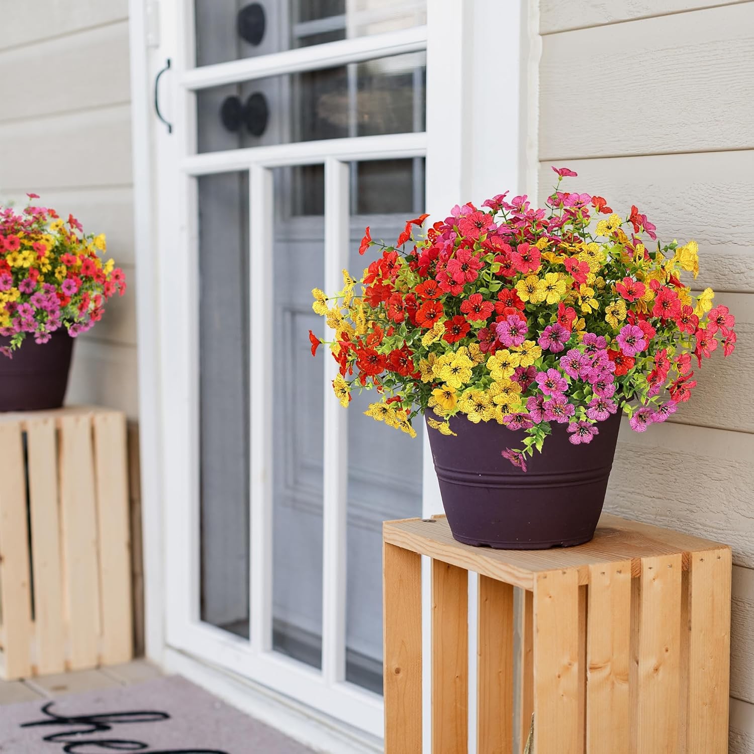 Artificial Flowers for Outdoors 12 Bundles Realistic Faux Plants UV Resistant