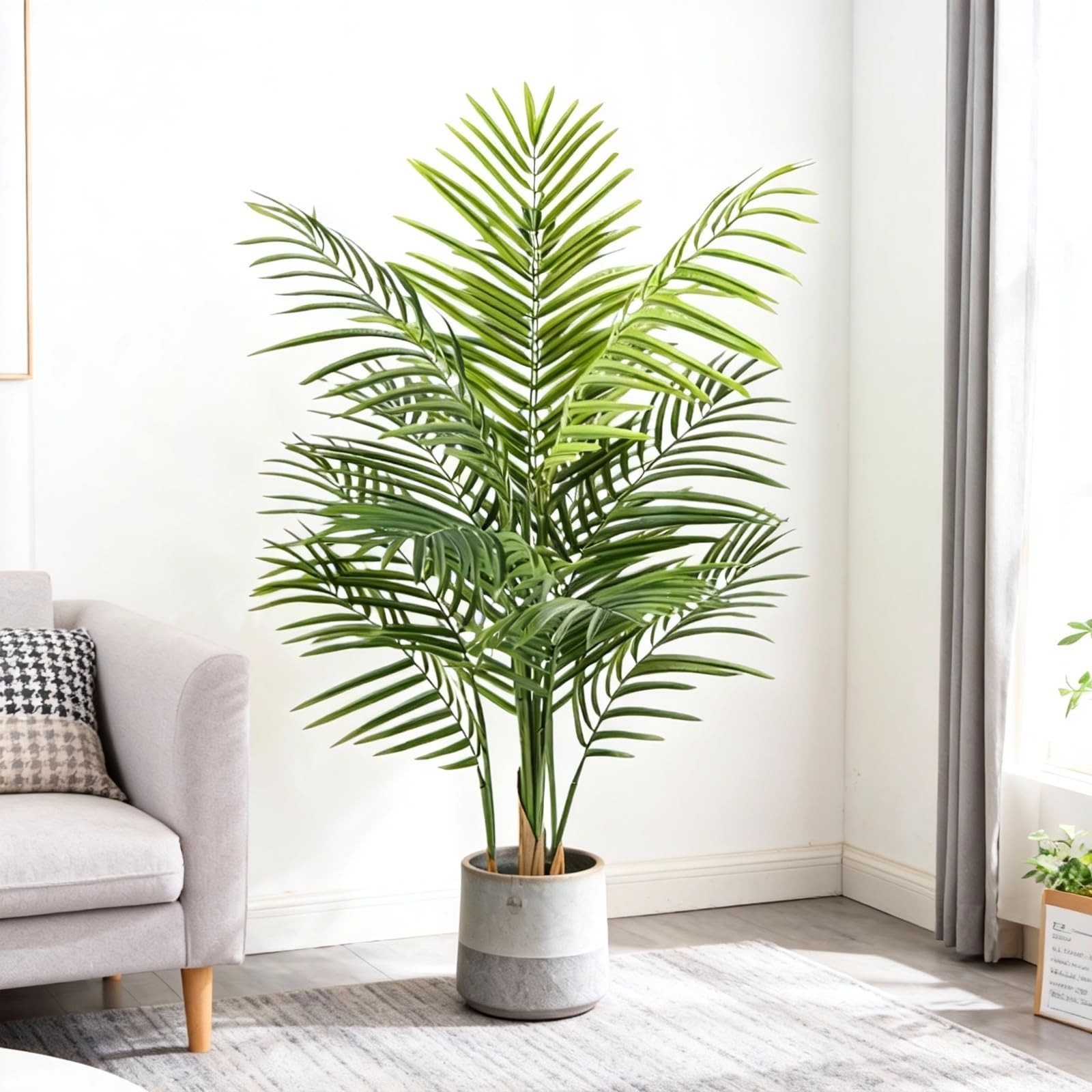 4ft Artificial Palm Tree – Large Faux Areca Palm with 13 Trunks for Indoor Decor