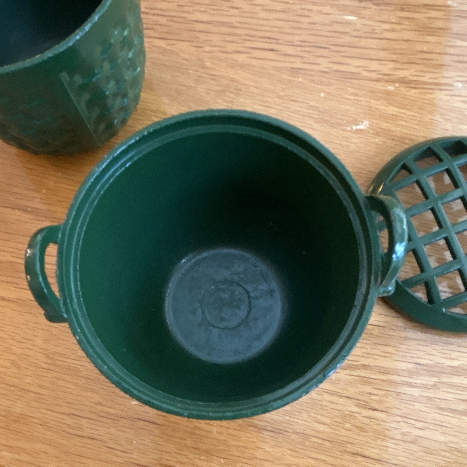Dept 56 Cast Iron Flower Frogs. Set of 2. Basketweave pattern.