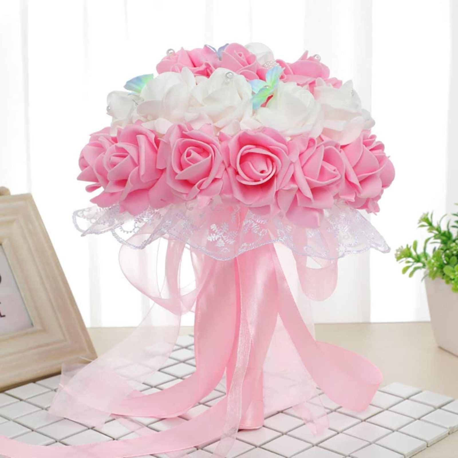 Artificial Foam Roses – Real Touch Pink Roses with Stems (Latex Foam)