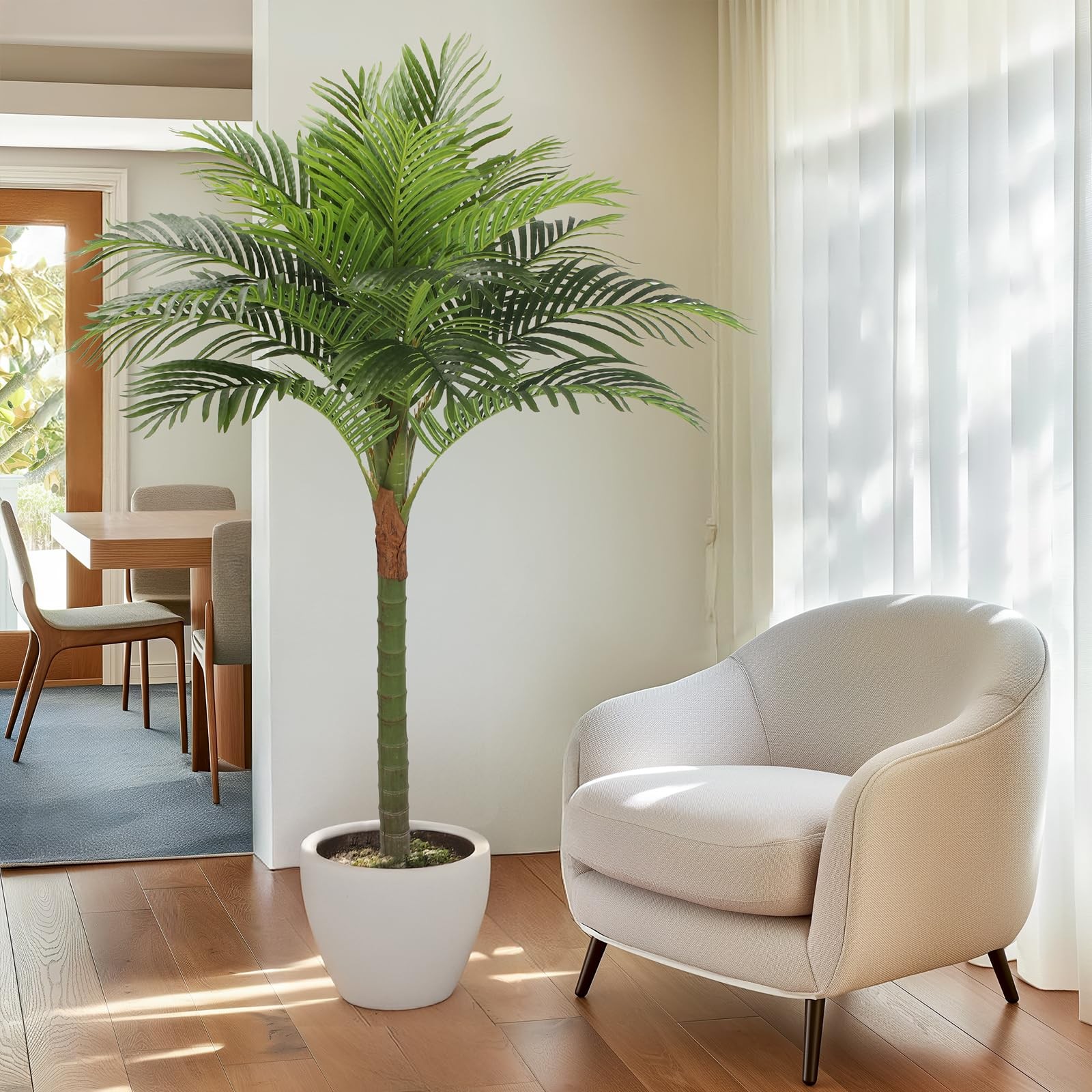 Palm Tree Artificial Tropical Plant 5FT Tall Faux Plants Indoor Fake Floor Pl…