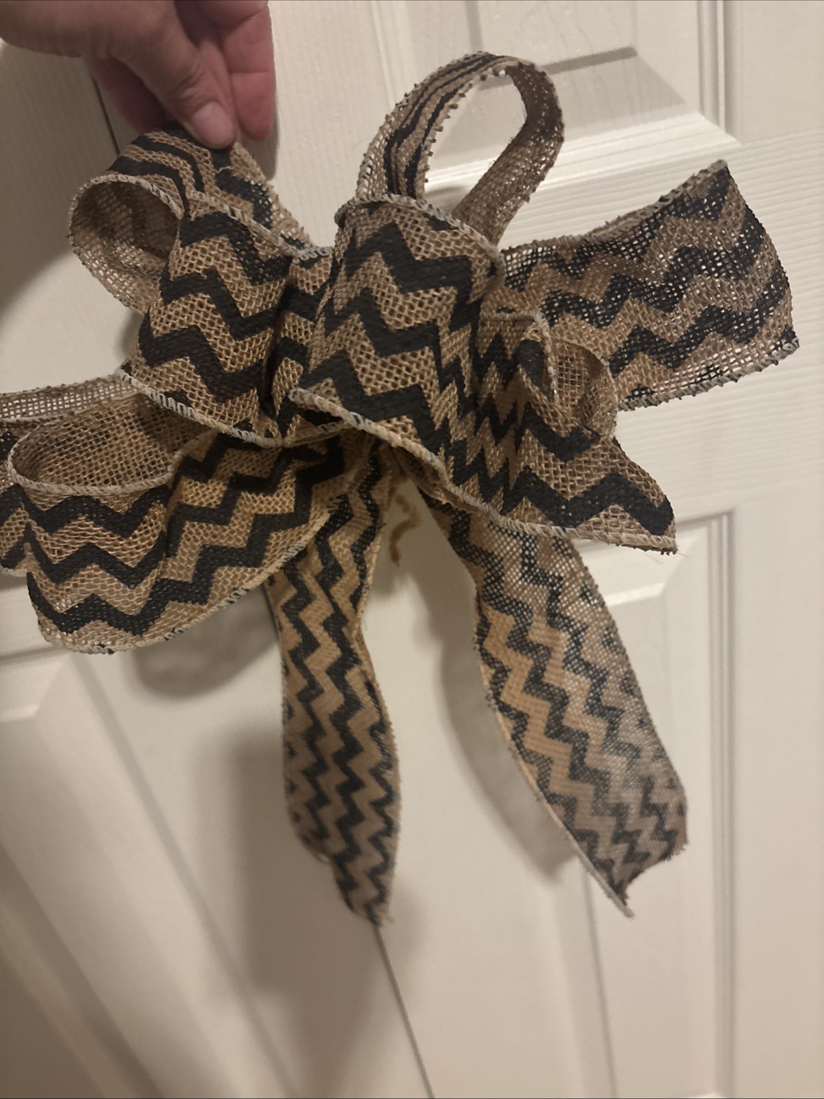 Beige and Black Chevron Wreath Bow