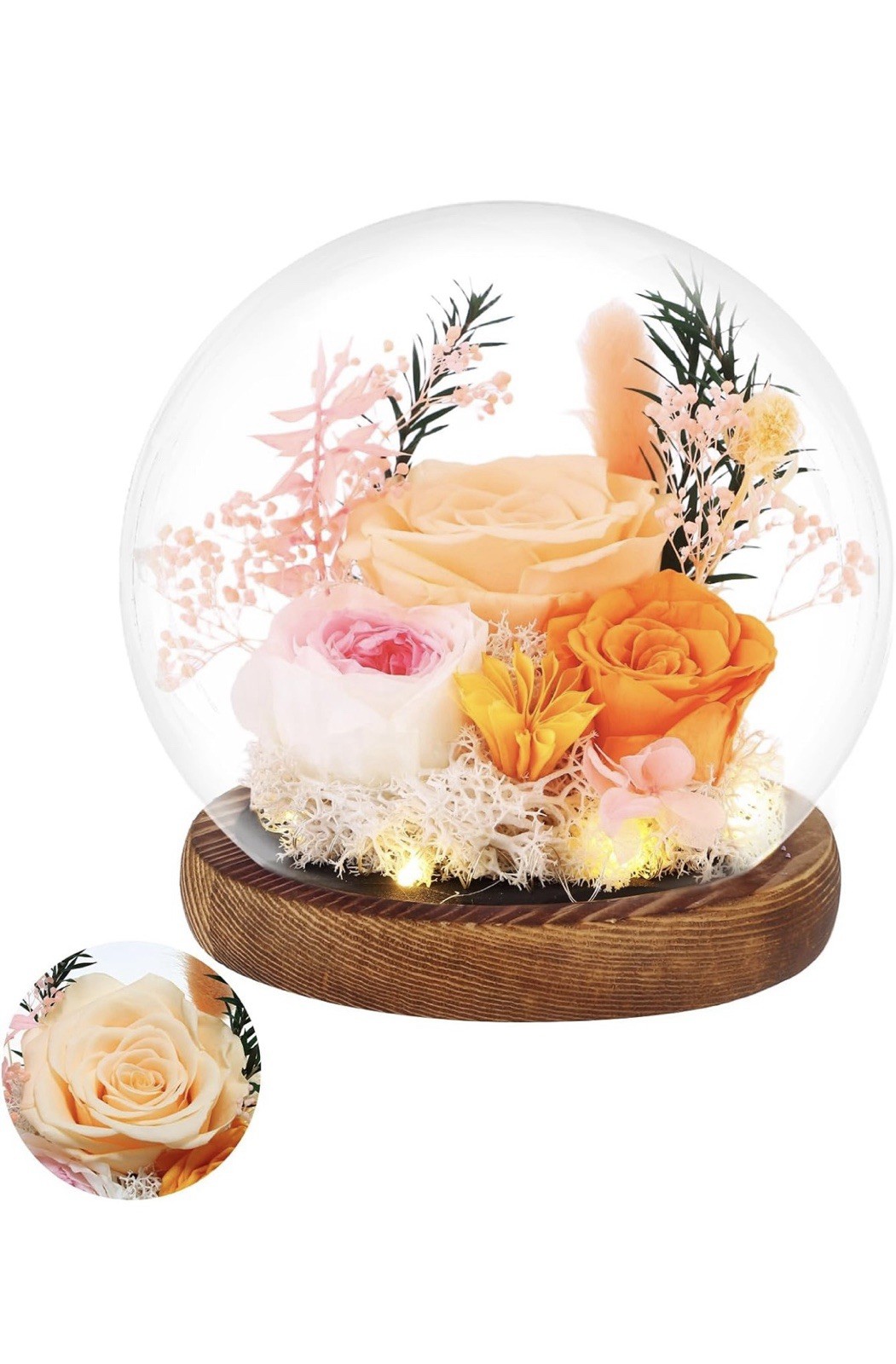 Preserved Roses Real Flowers in Glass Gifts for Women,Mom,Girlfriend,Grandma,…