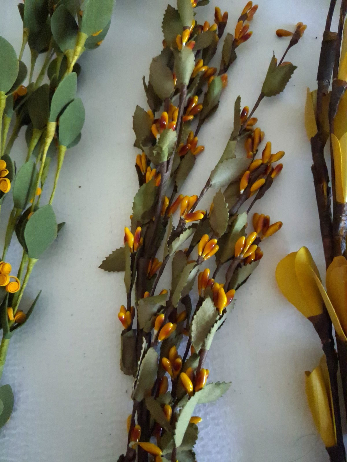 Artificial Mustard Yellow Floral Stem Lot 9 Stems Faux Flowers 12-32″