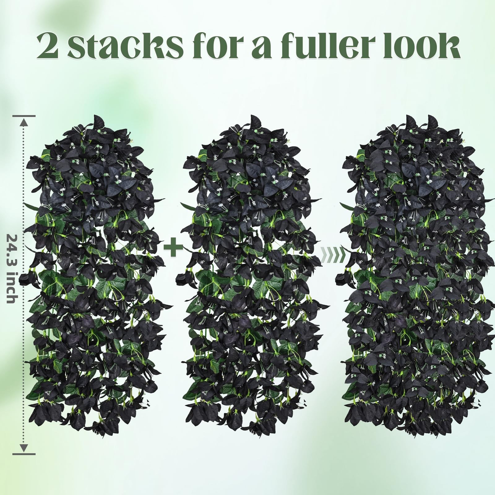 2 Pcs Artificial Flowers for Outdoors, Black Realistic Faux Silk Bougainville…