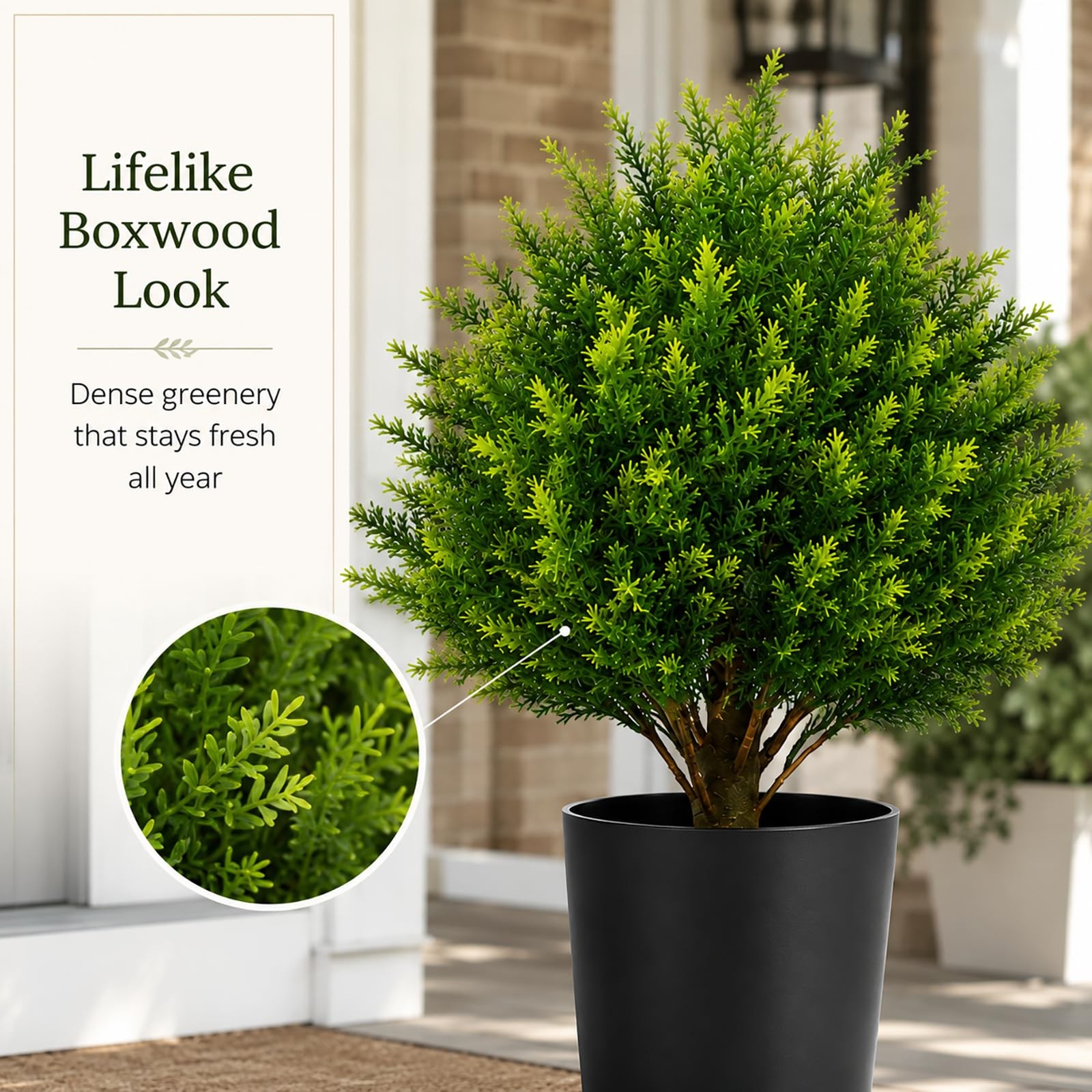 Set of 2 Artificial Topiary Trees, 19.5″ Tall with Pot