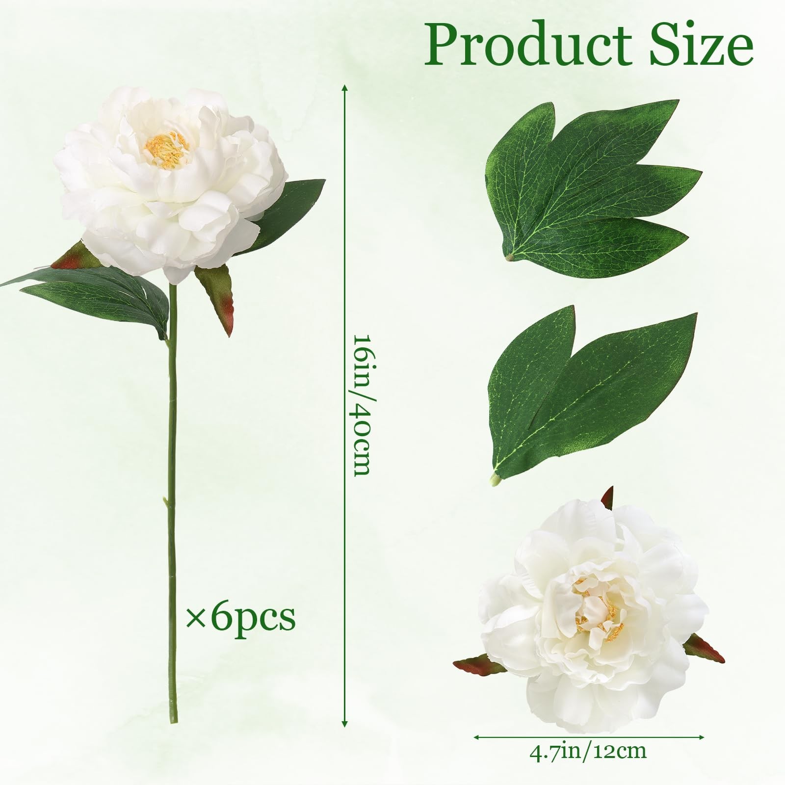 Fake Flowers White Peonies 16 Inch 6 PCS Bulk White Peony Artificial Flower S…