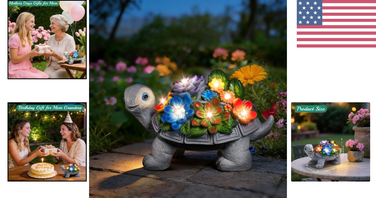 Charming Solar Turtle Statue Garden Decor with 7 LED Lights for Outdoor Spaces