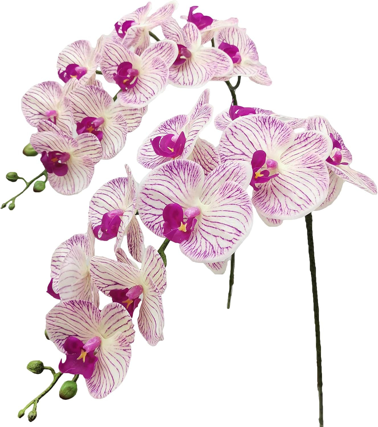 Faux Orchid Stems Artificial Flowers Phalaenopsis 38 Inch 2Pcs Real Touch Latex