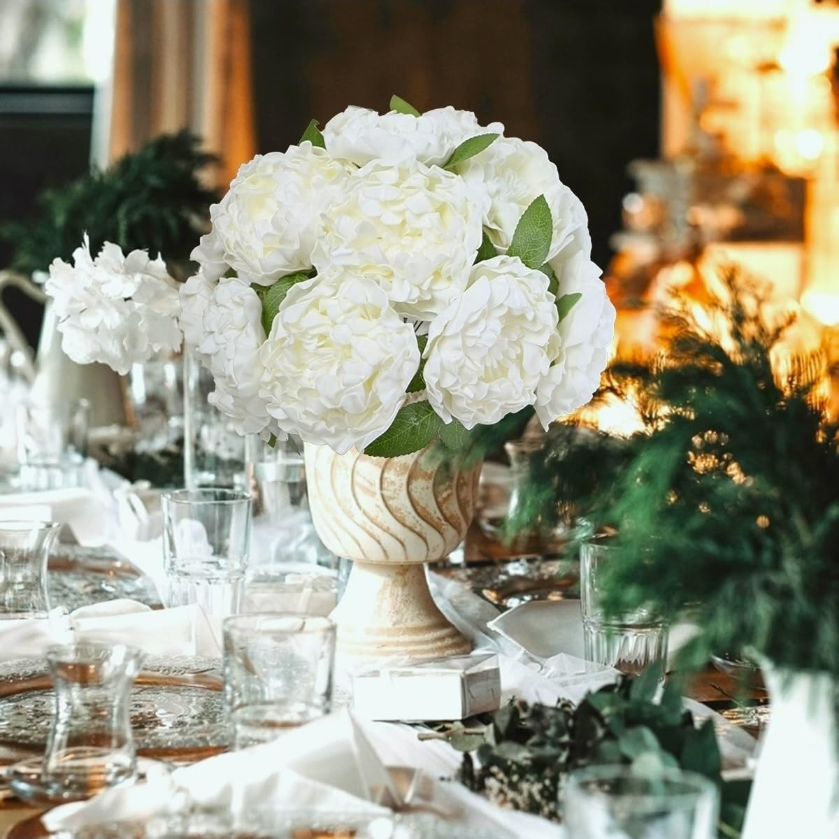 16 PCS 4 Inch Ivory Peonies Artificial Flowers Bulk Fake Peony Foam Bouquet